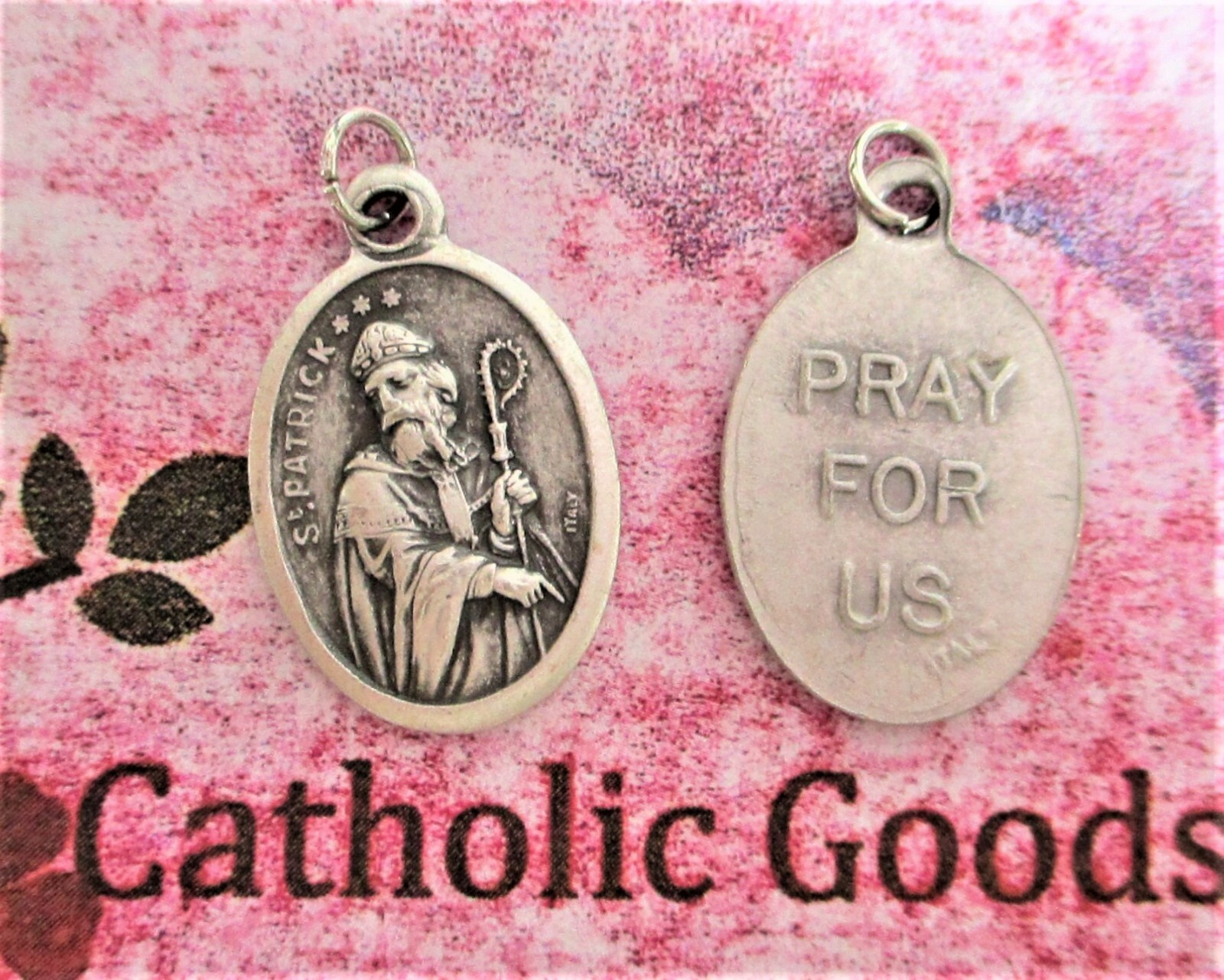 St. Saint Patrick – Pray for Us – Ox Italian Antique Silver Tone 1 inch Medal