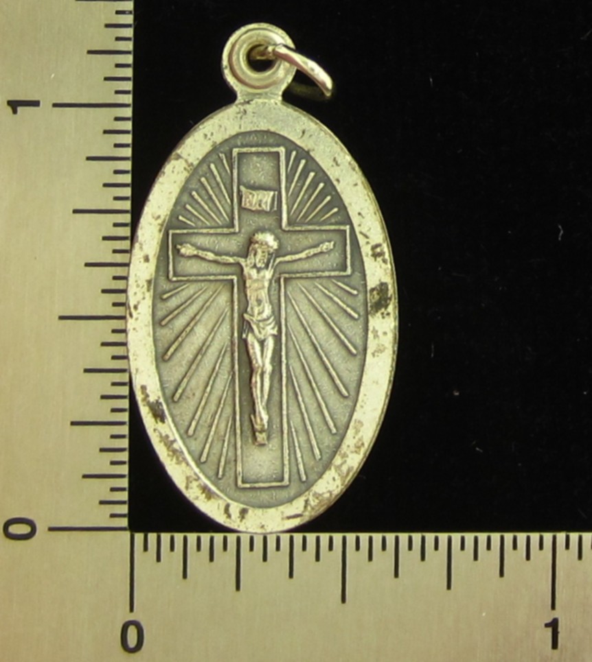Vintage Jesus Medal Slider Opens Catholic Crucifixion Mary Saint Christopher