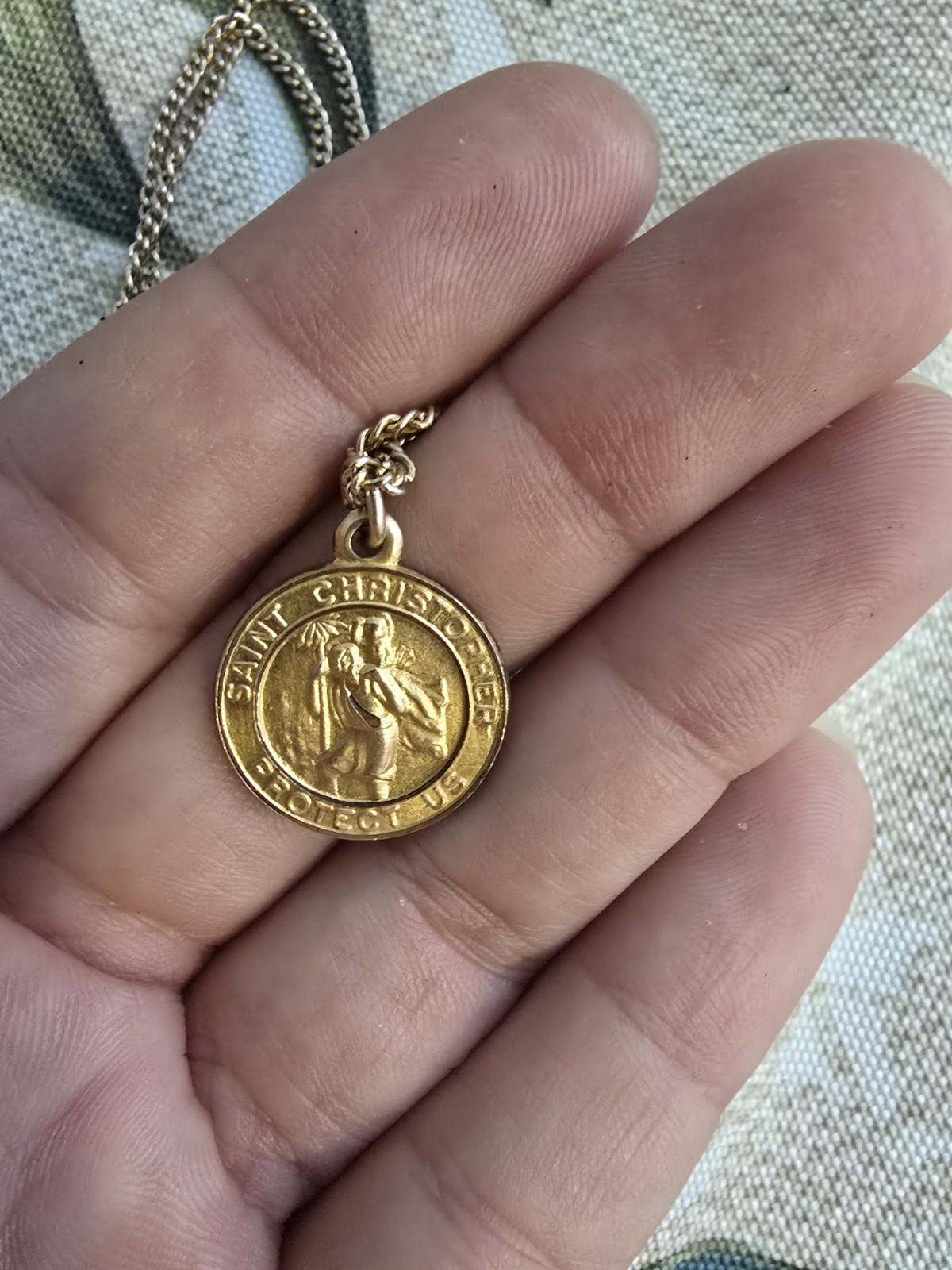 1/20 12K Gold Filled St Christopher Medal Pendant Religious Charm Necklace
