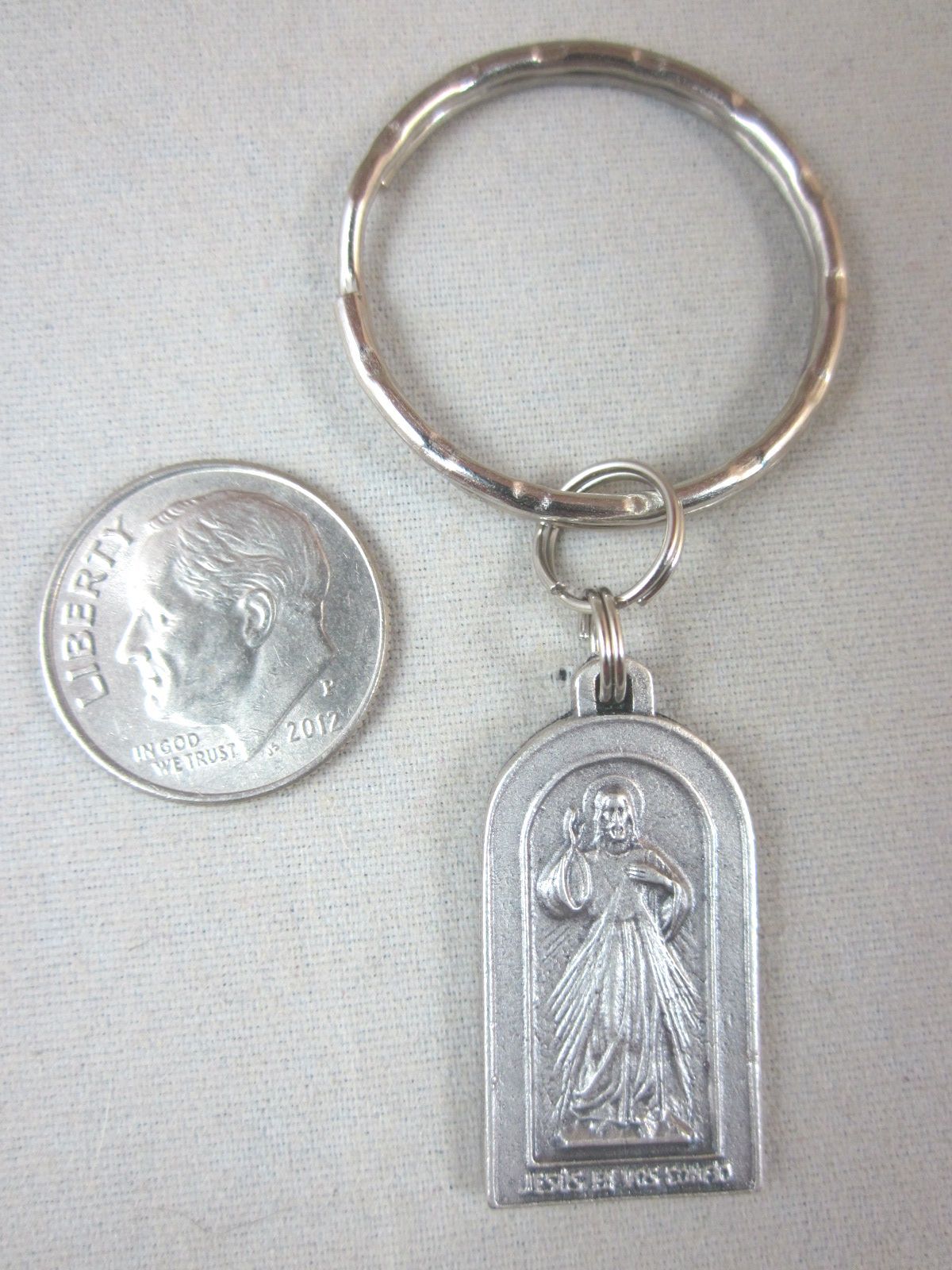 Arched Divine Mercy / St Faustina Kowalska Medal Italy Key Ring