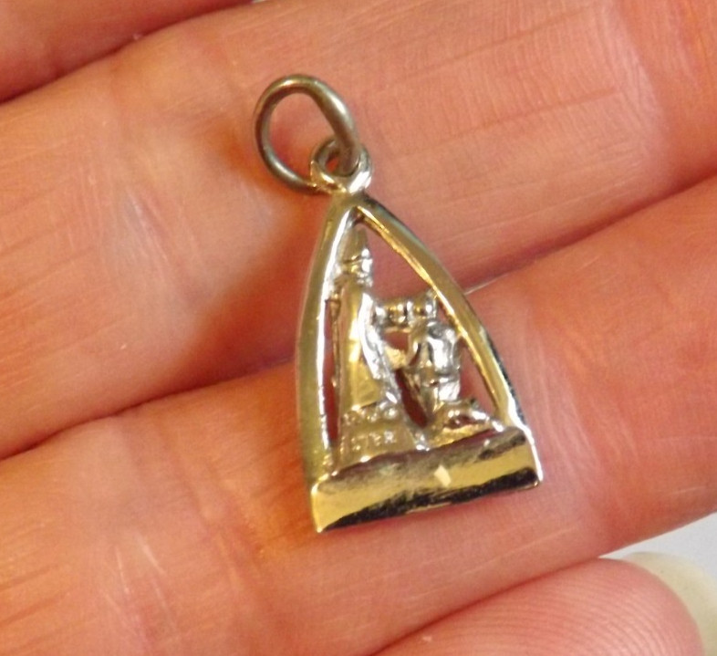 Religious sterling silver Confirmation boy open work ornate charm pendant medal