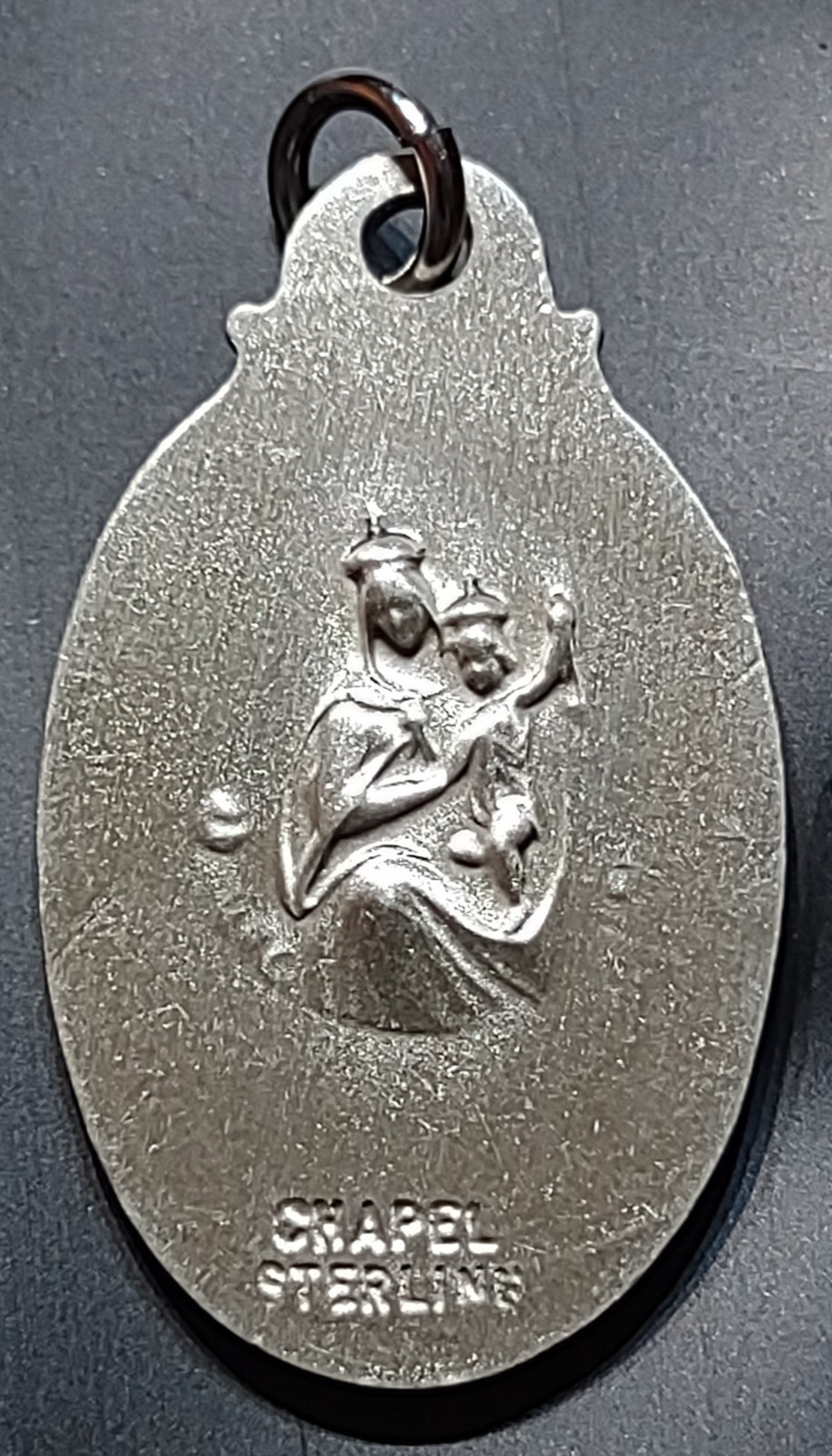 VTG 1950S ? CATHOLIC STERLING SILVER PENDANT CHARM METAL JESUS VIRGIN MOTHER