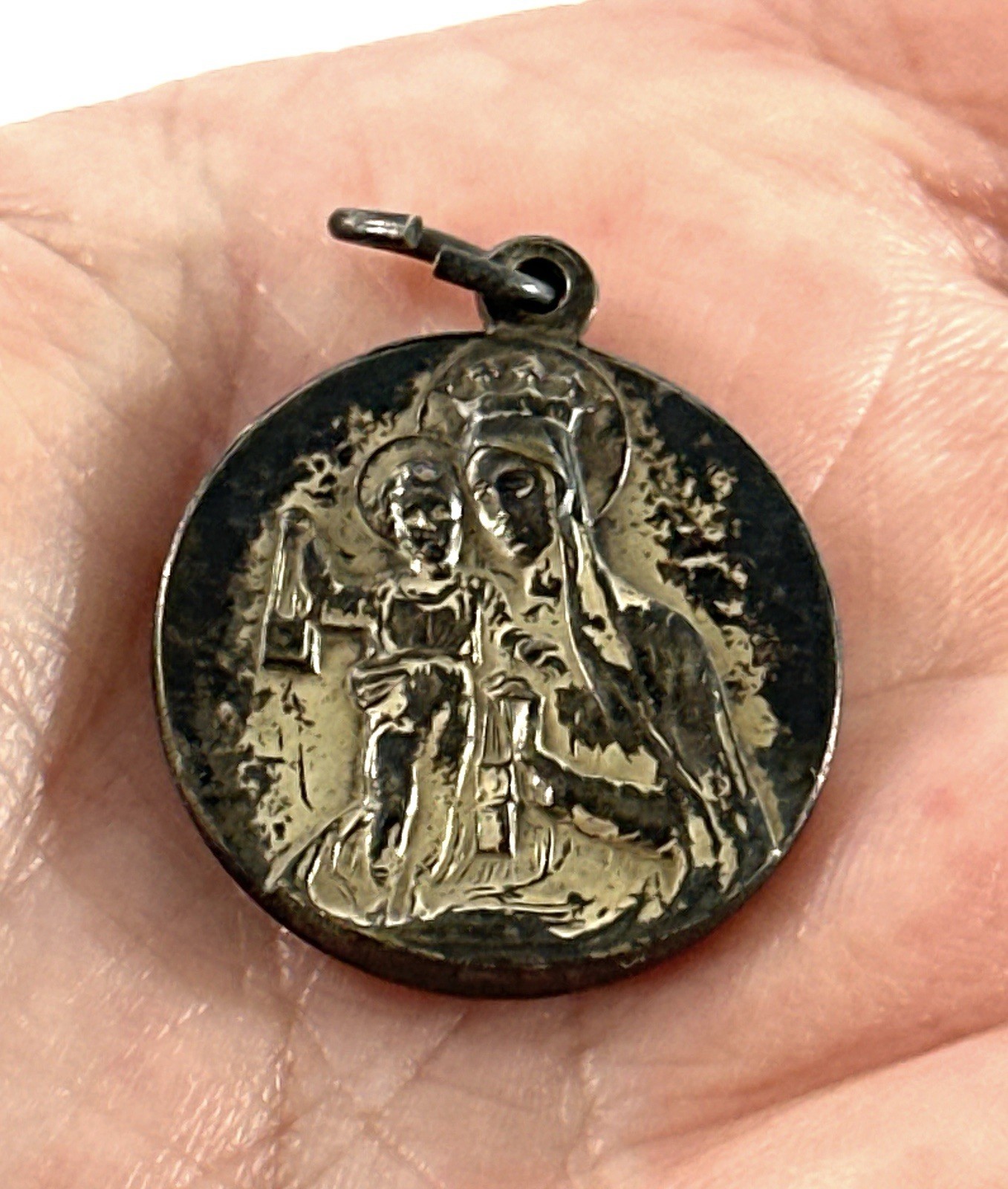 Vintage St. Jude Thaddeus Catholic Devotional Medal Pendant Madonna Child