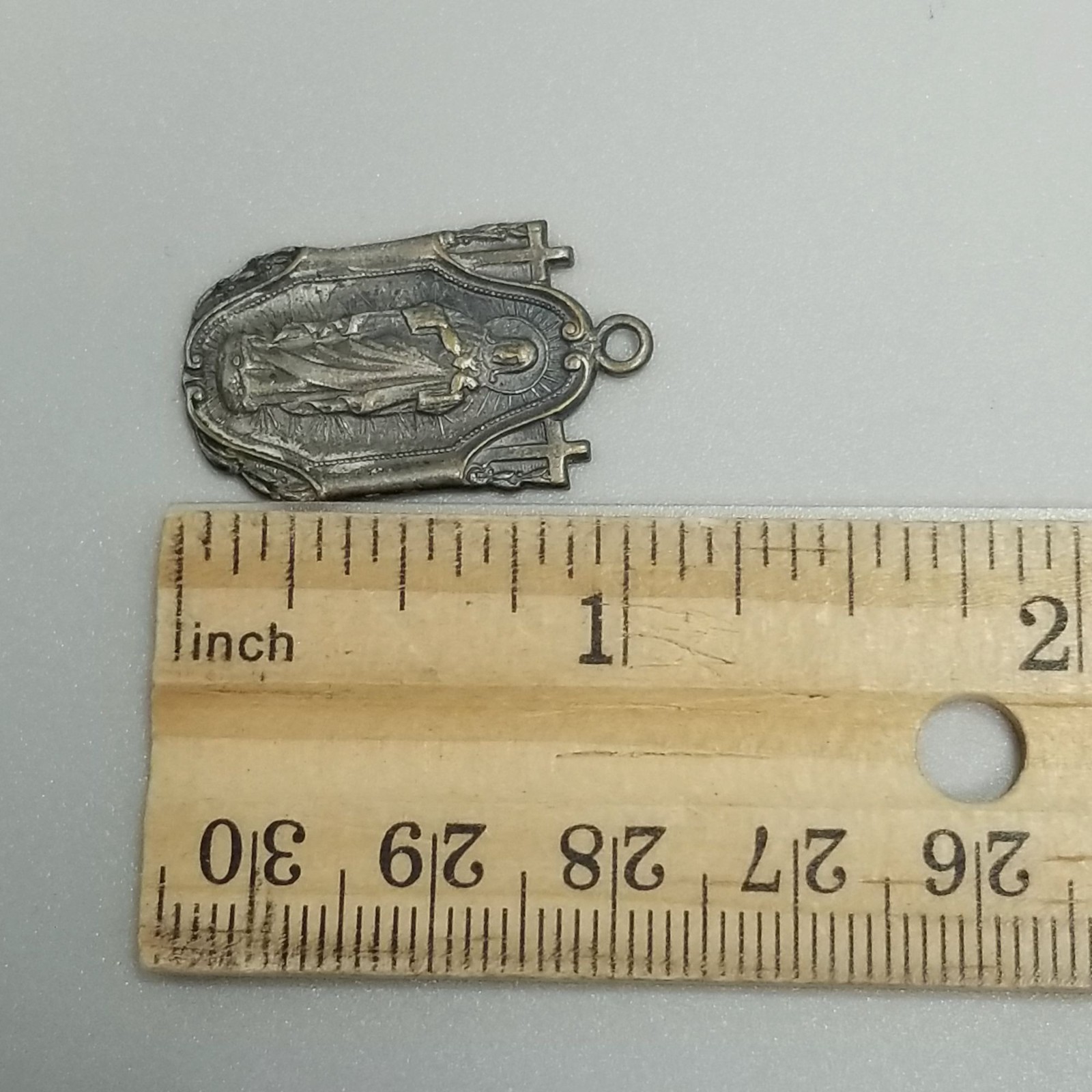 Vintage Sacred Heart Jesus Our Lady of Mount Carmel Medal Pendant Charm