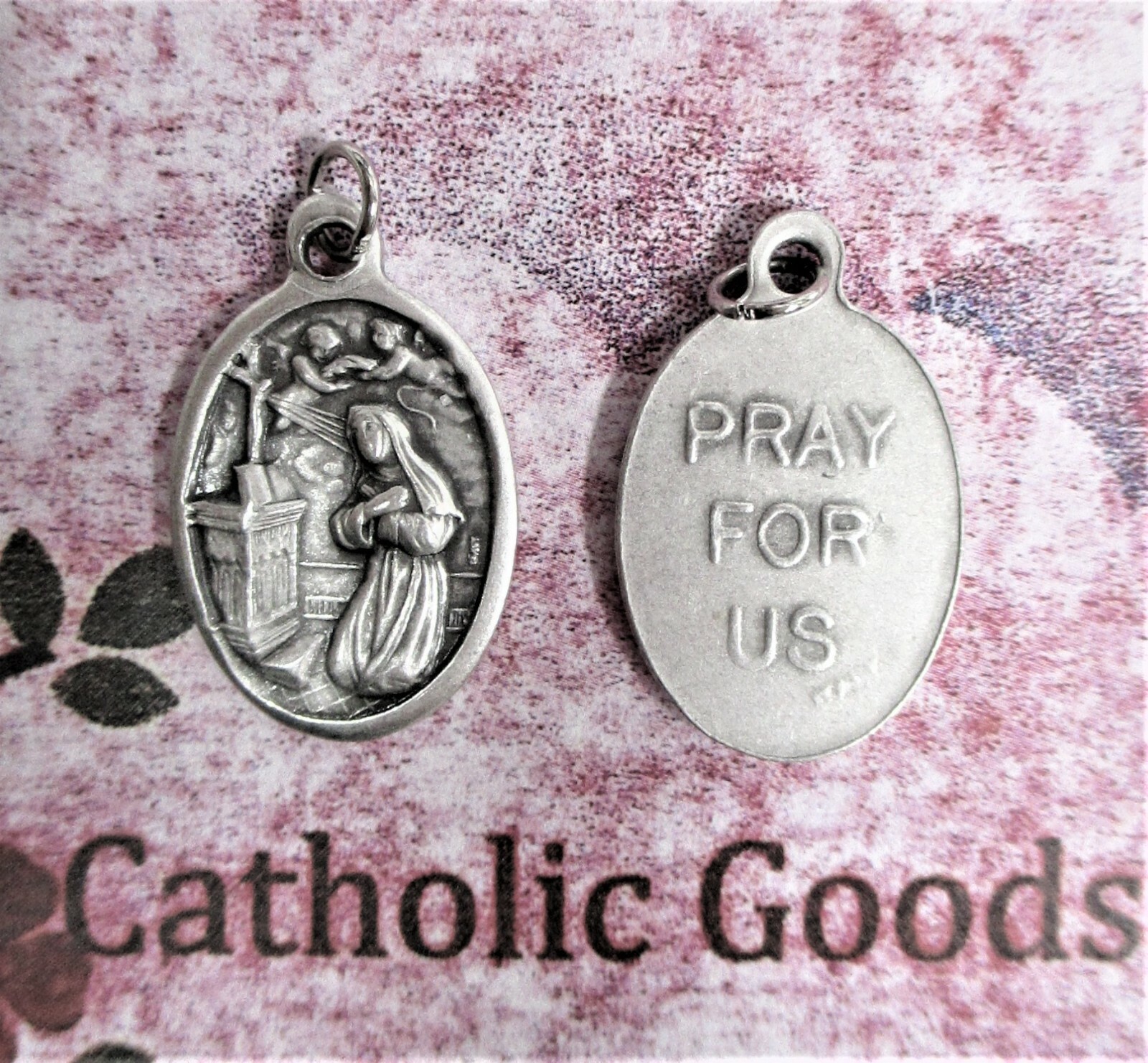 St. Saint Rita – Pray for Us – Italian Silver tone OX 1″ Medal