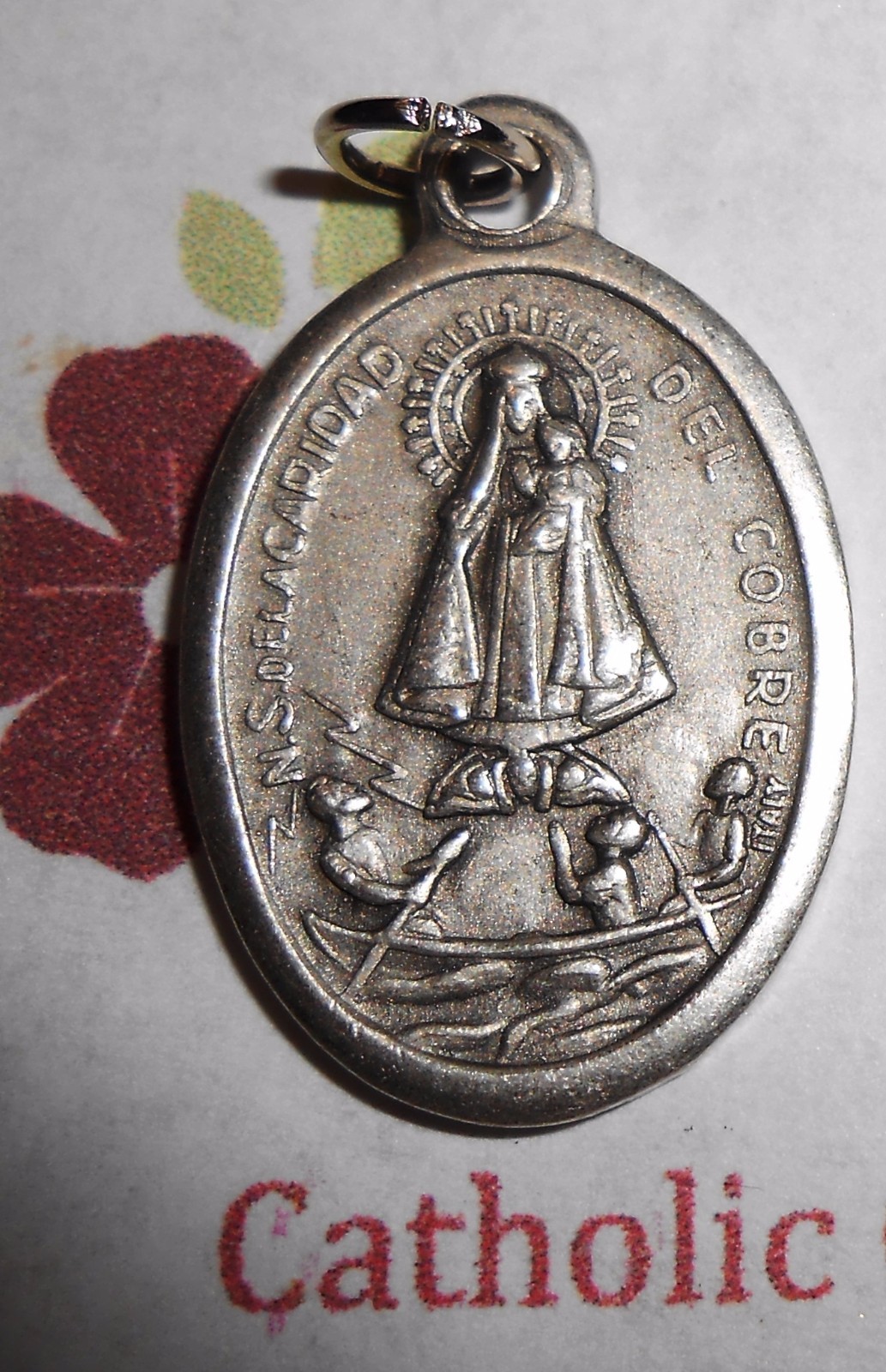 Our Lady of Charity – Caridad De Cobre – Italian Silver tone OX 1 inch Medal