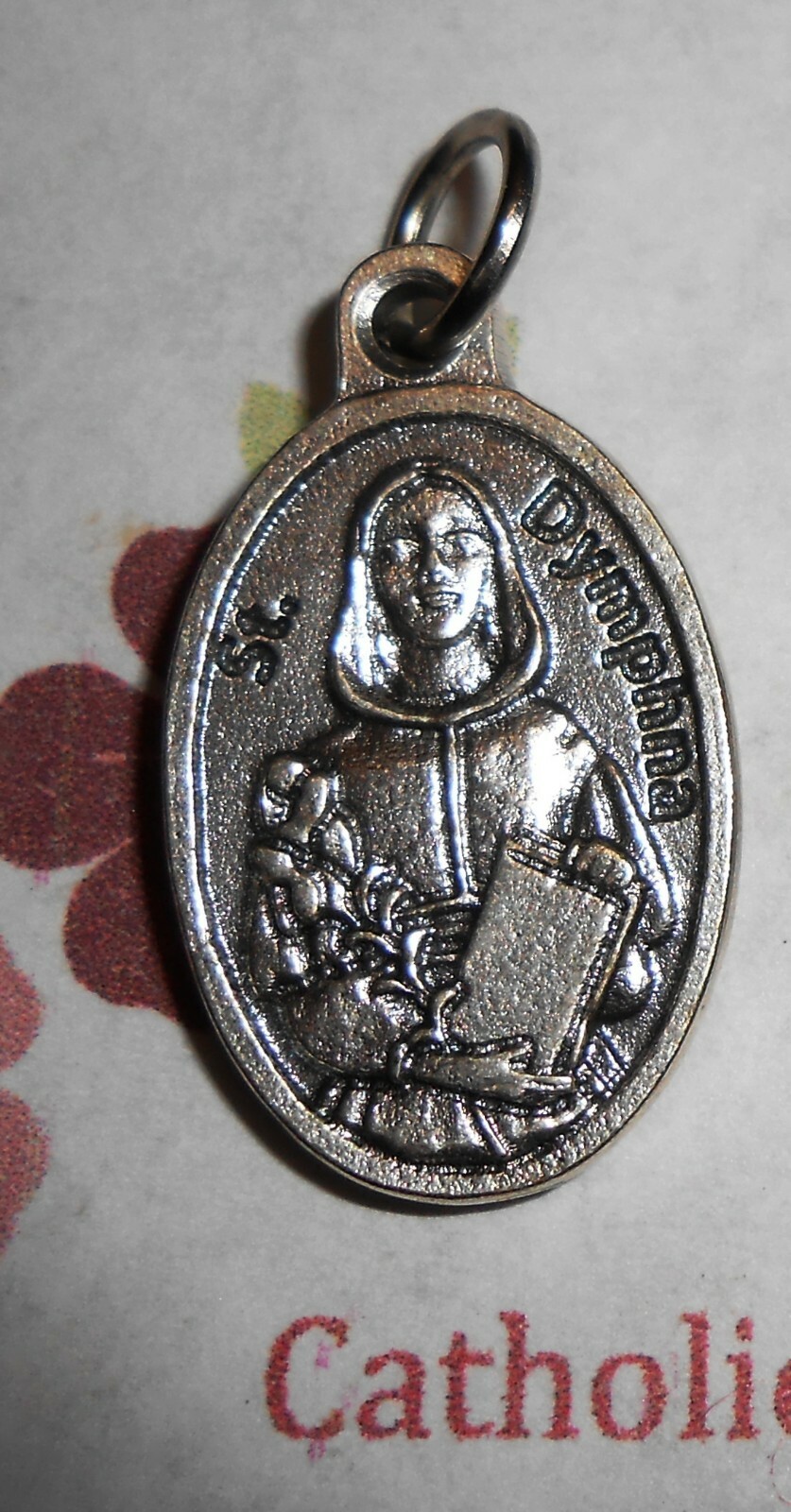 St. Saint Dymphna + Third Class Relic – OX 1 inch Medal
