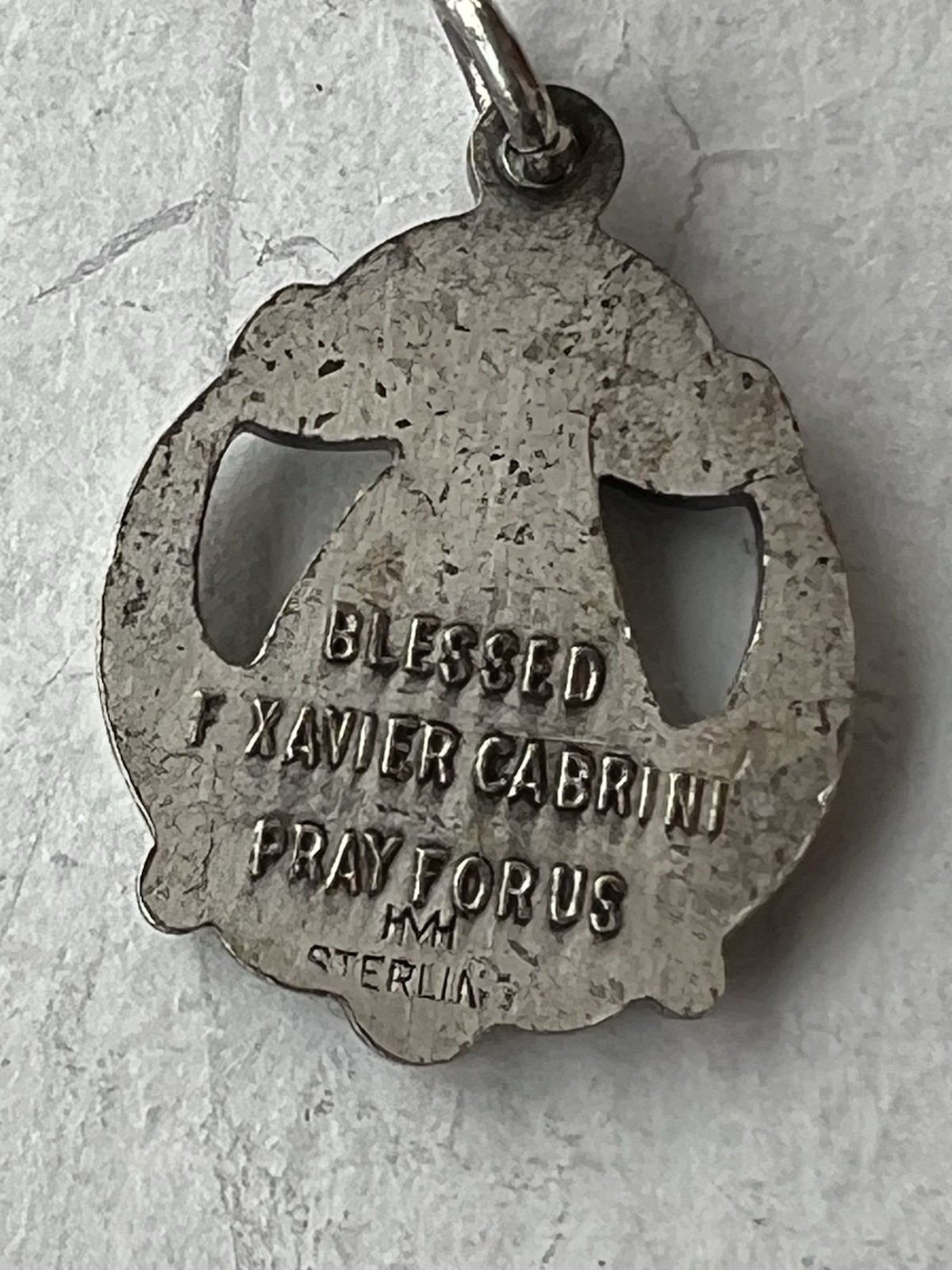 Vtg Sterling Silver Catholic Medal of St Francis Xavier Cabrini HMH cathedral