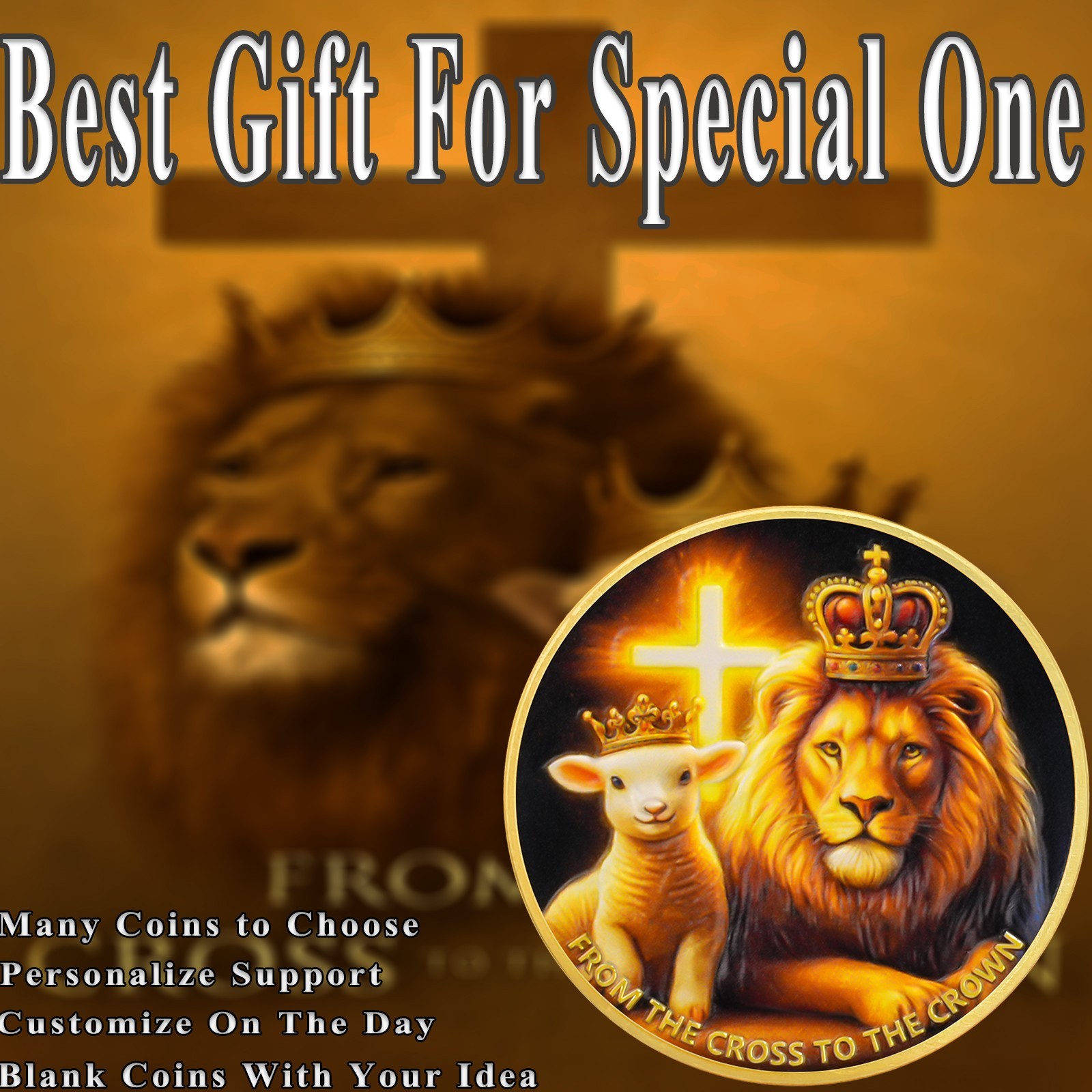 5pcs Christian Challenge Coin – Lion of Judah and Lamb Christianity Faith Gifts