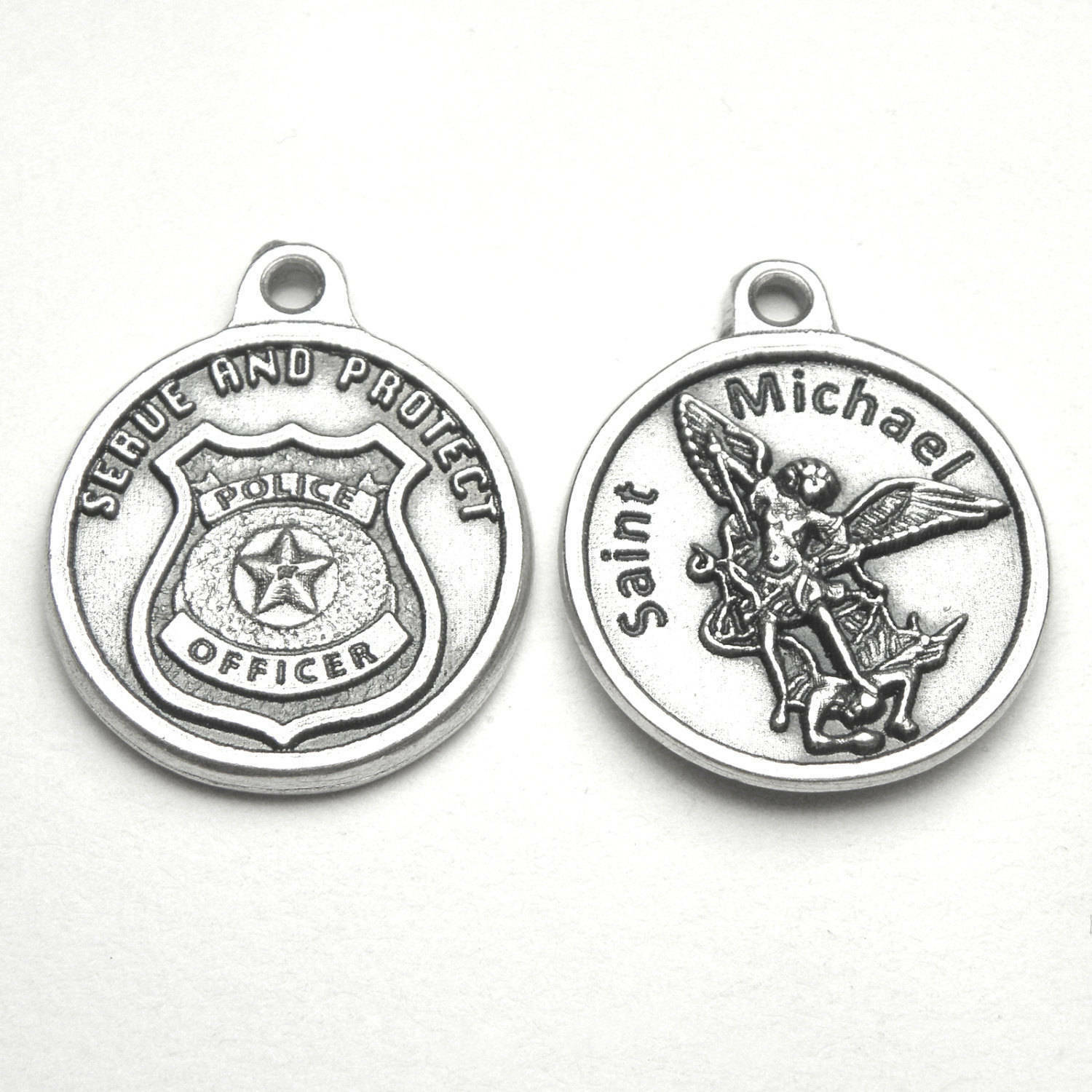 Saint St Michael the Archangel 3/4″ Medal Pendant Police Badge Serve and Protect