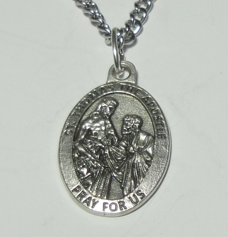 St Thomas Holy Medal on Chain “My Lord & My God” Patron of Builders & the Blind