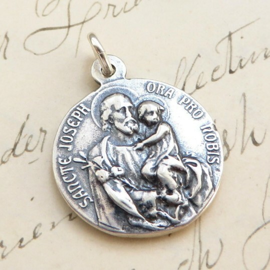 St Joseph / St Jude Medal – Sterling Silver Antique Replica
