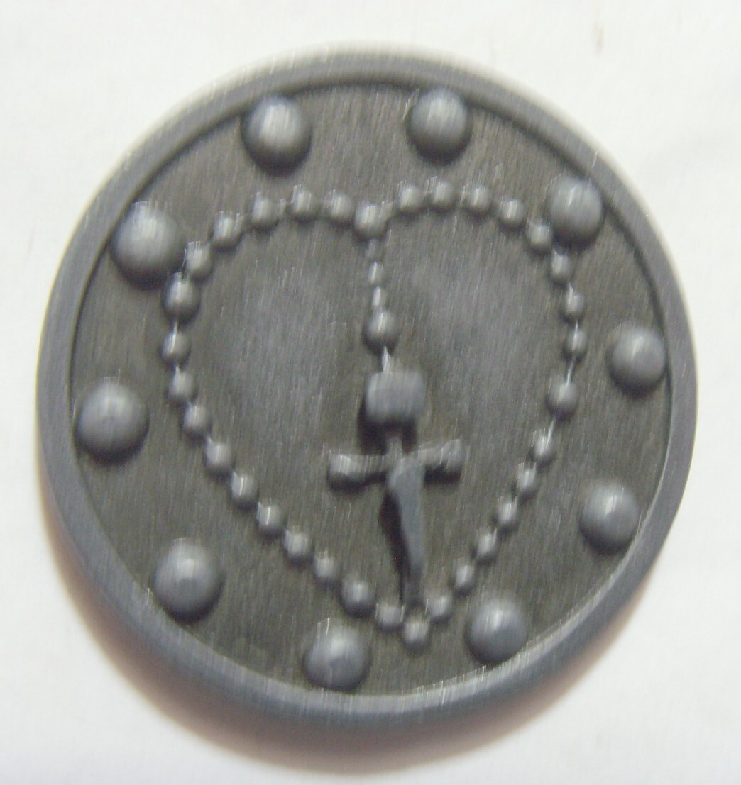 1960s vintage grey silver tone metal catholic Saint Ann pocket token EL1080