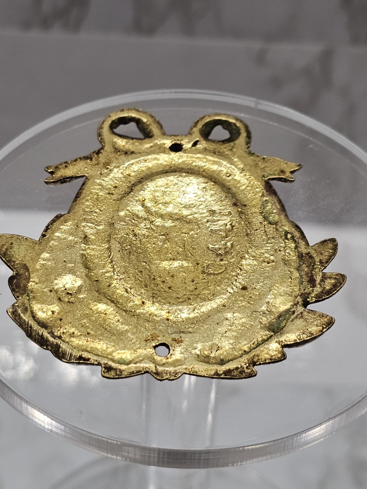 Antique Metal Gold Tone Gold Plated Pendant Medal Engrave Able Gift Beauty HTF