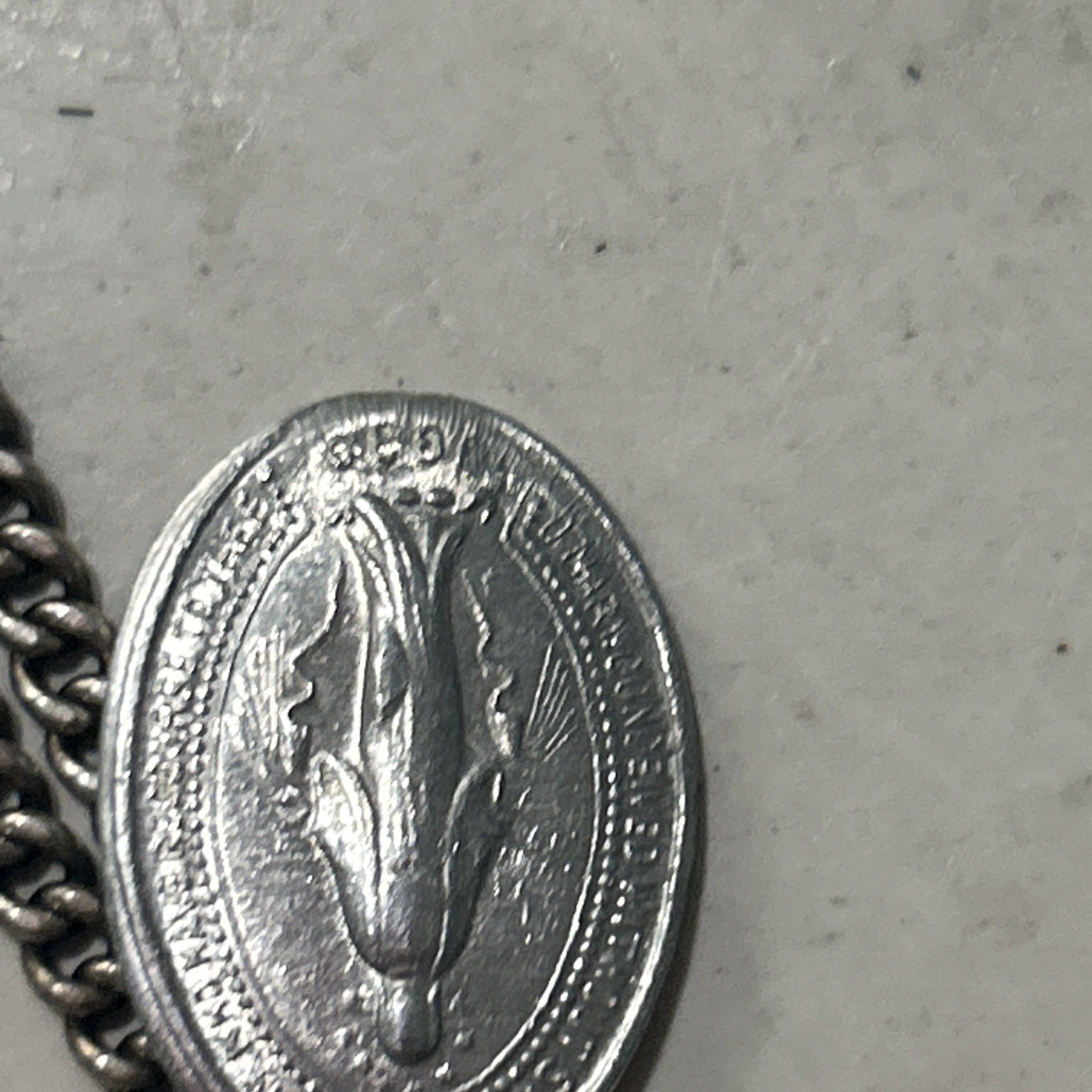 Antique Sterling Silver Saint Christopher Pendant With Chain