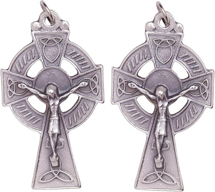 Needzo Celtic Cross Pendants – Irish Crucifix Medals, Italy Made, 1.75″, 2 Pack