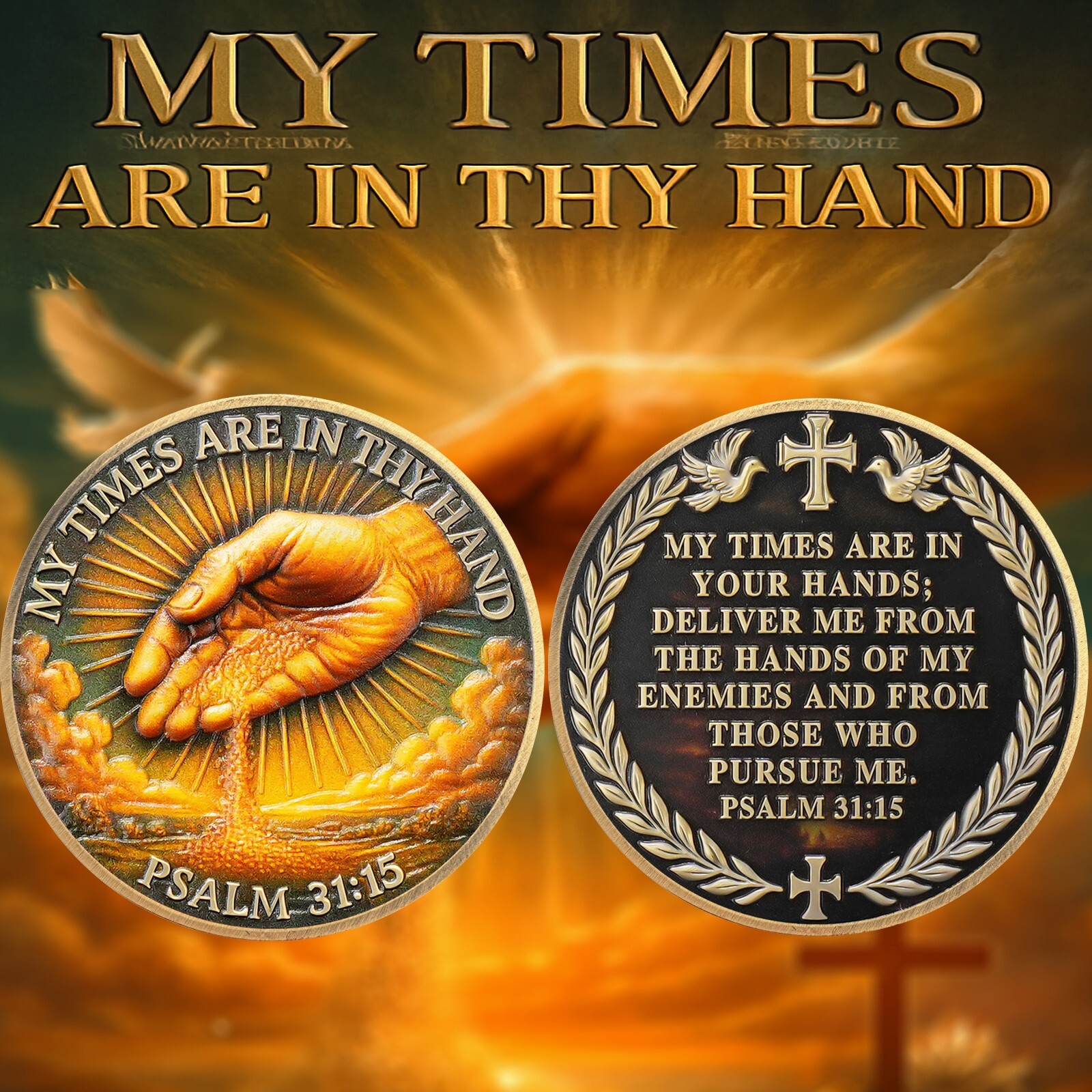 6pcs God’s Guidance Christian Faith Coin Psalm 31:15 Verse Religious Collectible