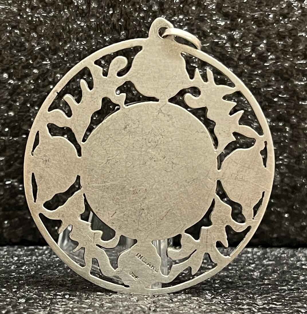 Amazing antique Sacred Heart of Jesus artisanal flowers design silver 900, 47 mm