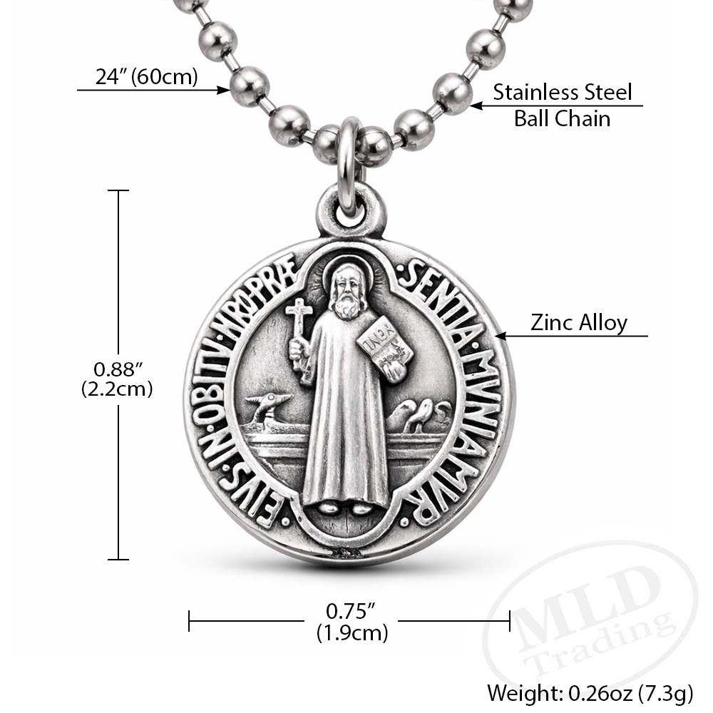 Saint St Benedict Medal Necklace – Made in Italy – Catholic Protection Pendant