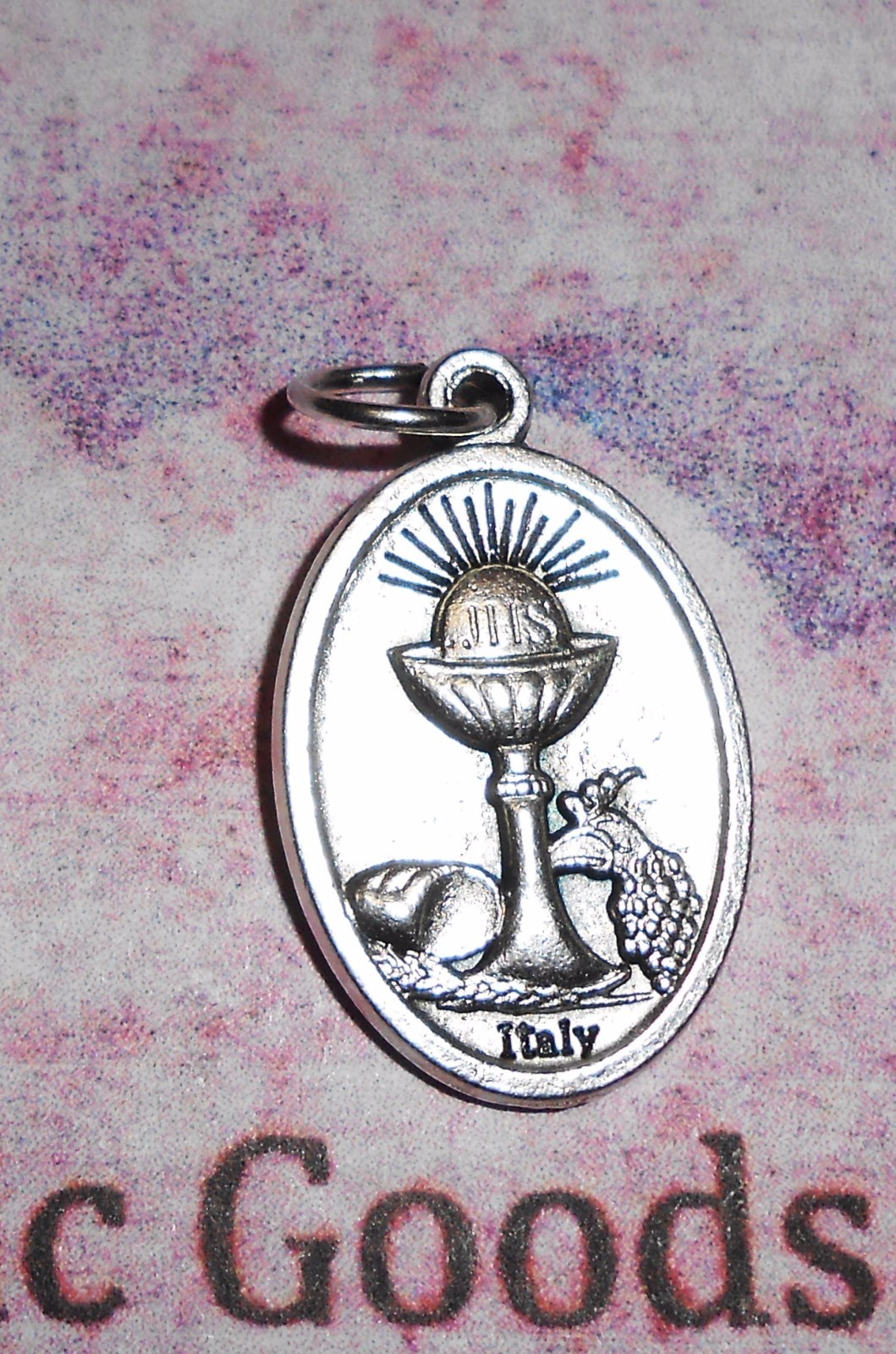 Holy Spirit – Chalice – back – OX Die Cast Silver-tone Italian 1 inch Medal