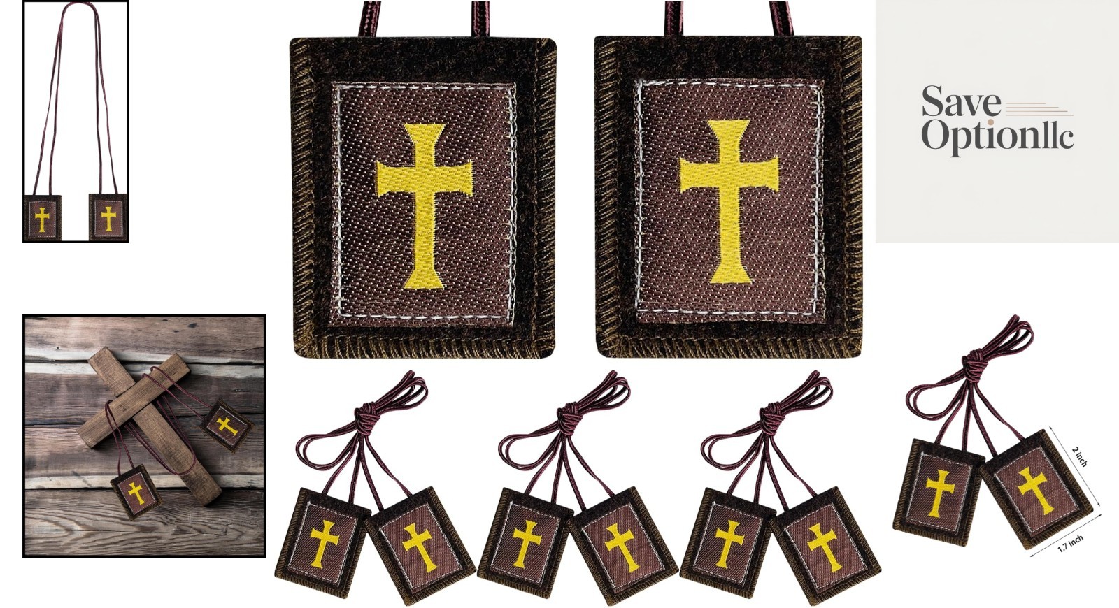 Classic Rectangular Brown Scapulars – 3 Pack for Home Blessings and Devotion