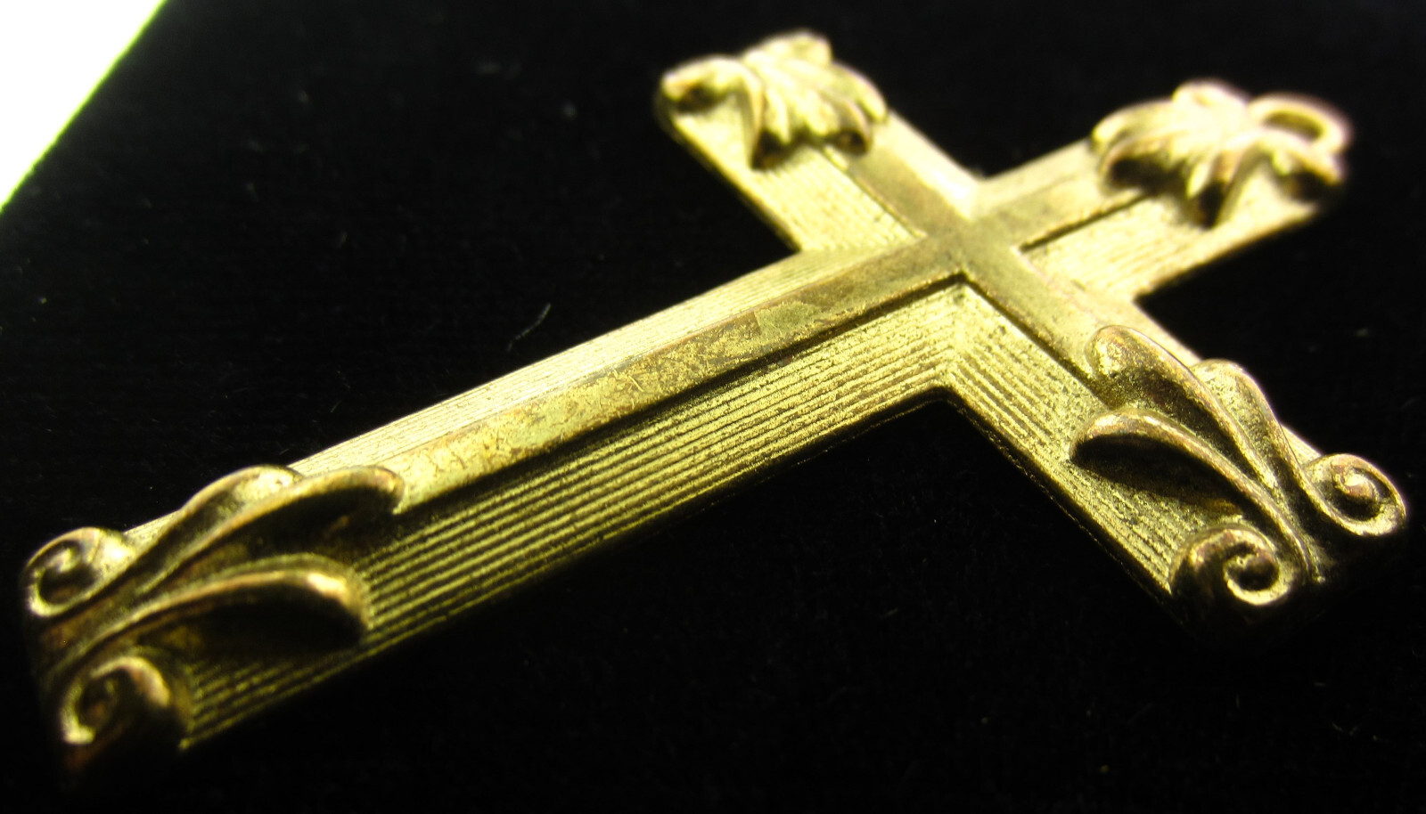 Vintage Cross Medal Pendant Gold Tone Jesus Religious Holy Catholic