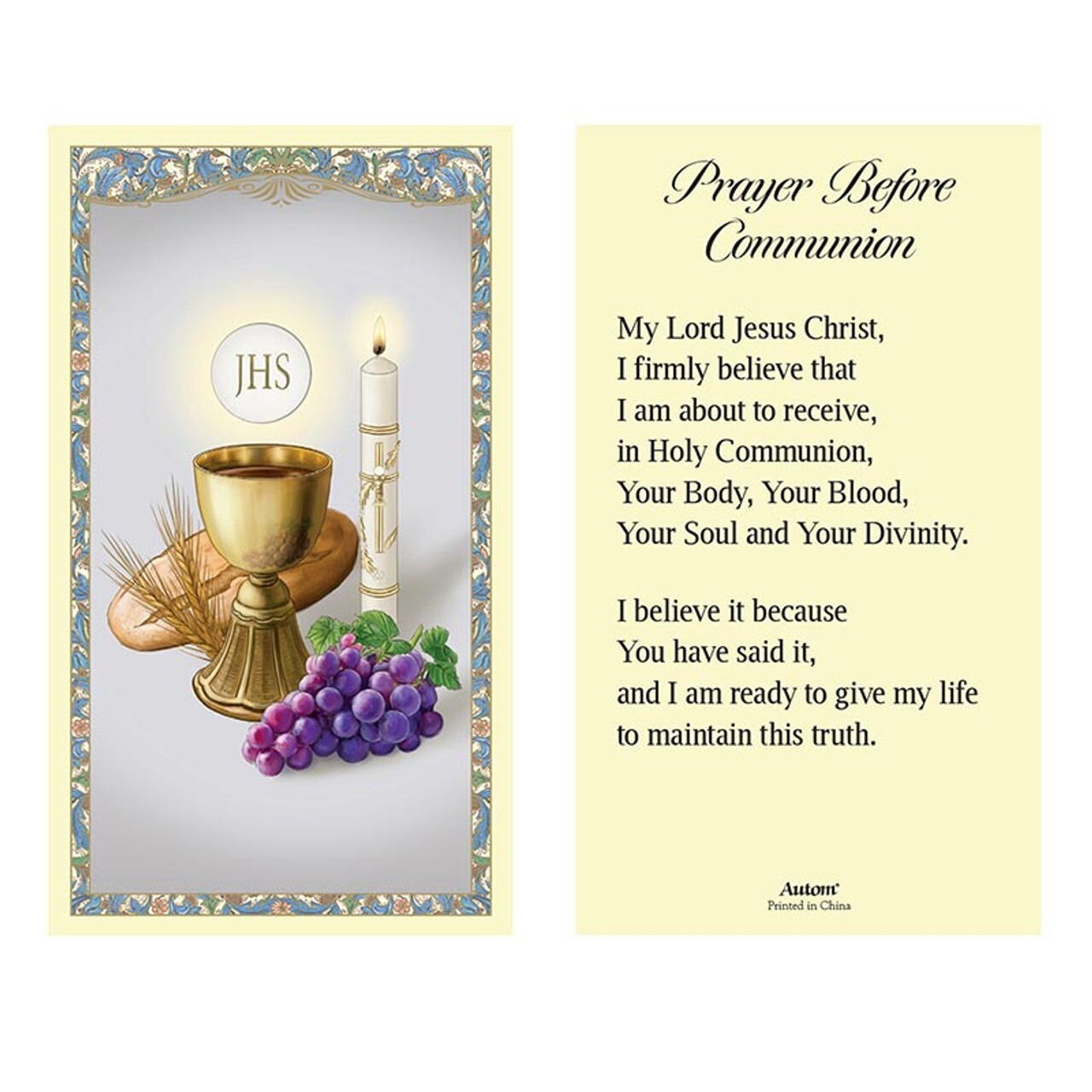 Catholic Four-Way Medal Pendant and Holy Card Set – First Communion Gift