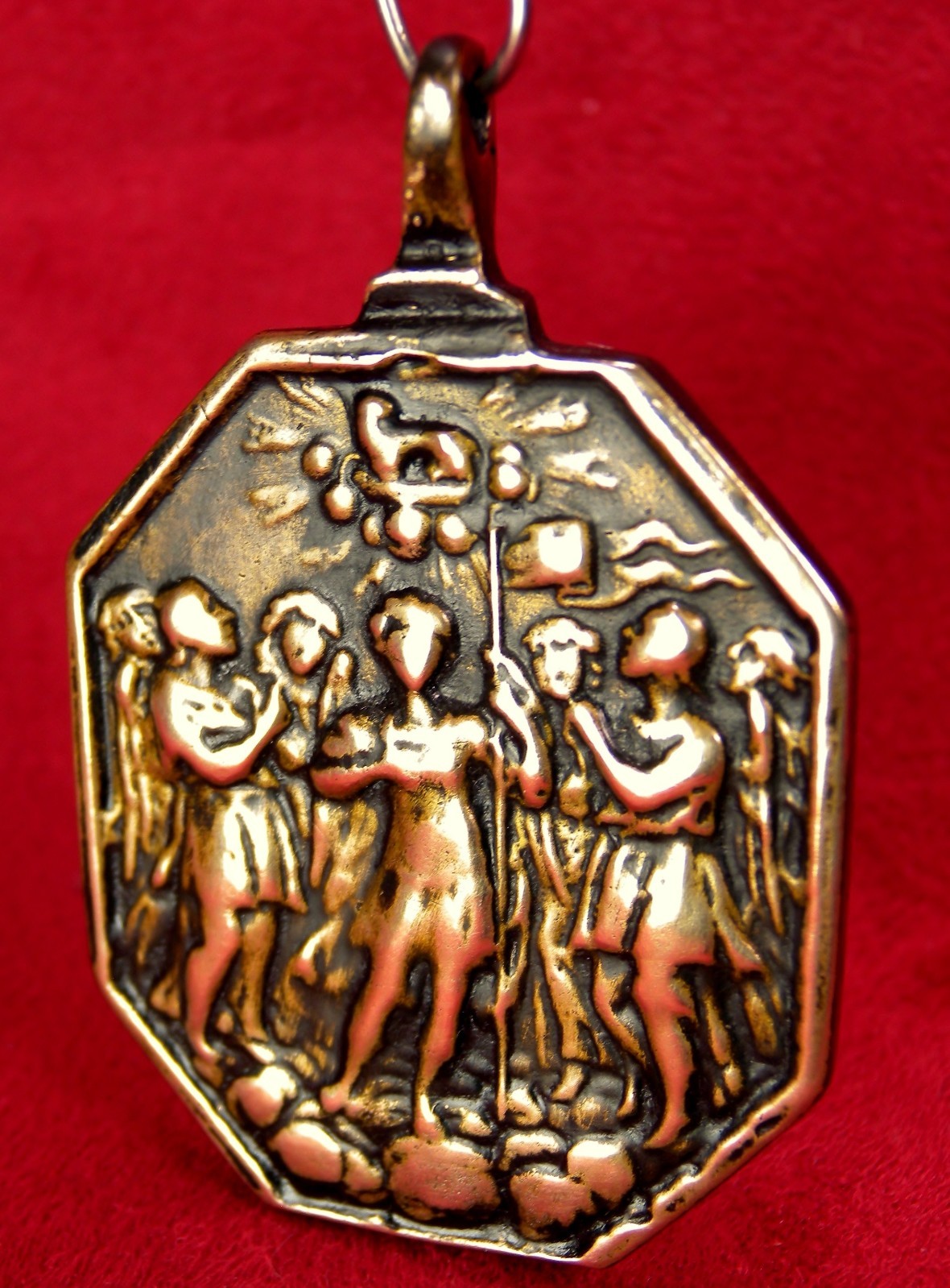 RARE SPANISH COLONIAL 7 ARCHANGELS & CATHOLIC HOLY TRINITY ANTIQUE BRONZE MEDAL