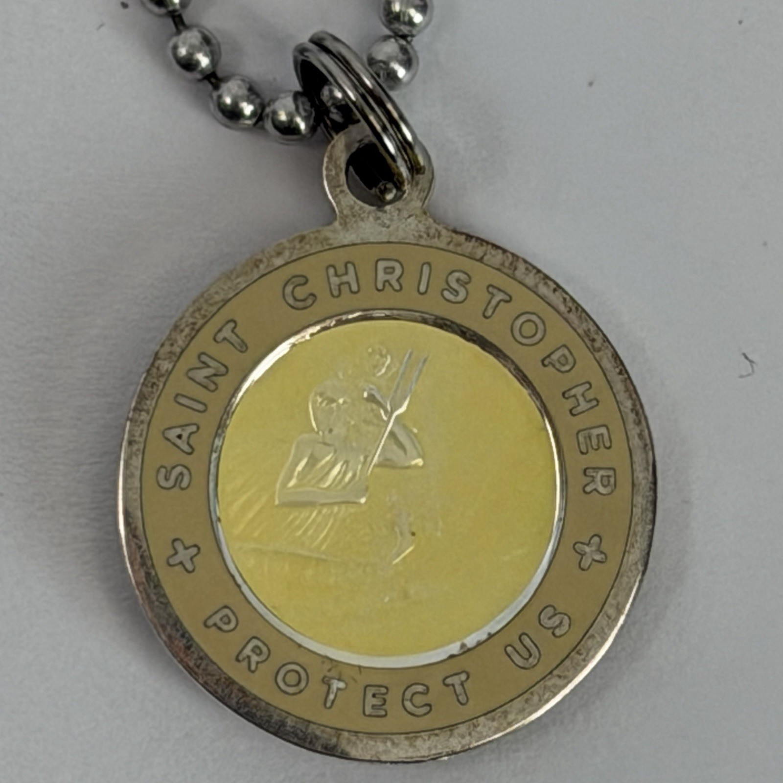 Saint Christopher Protect Us Medal Necklace Ball Chain Get Back Pendant