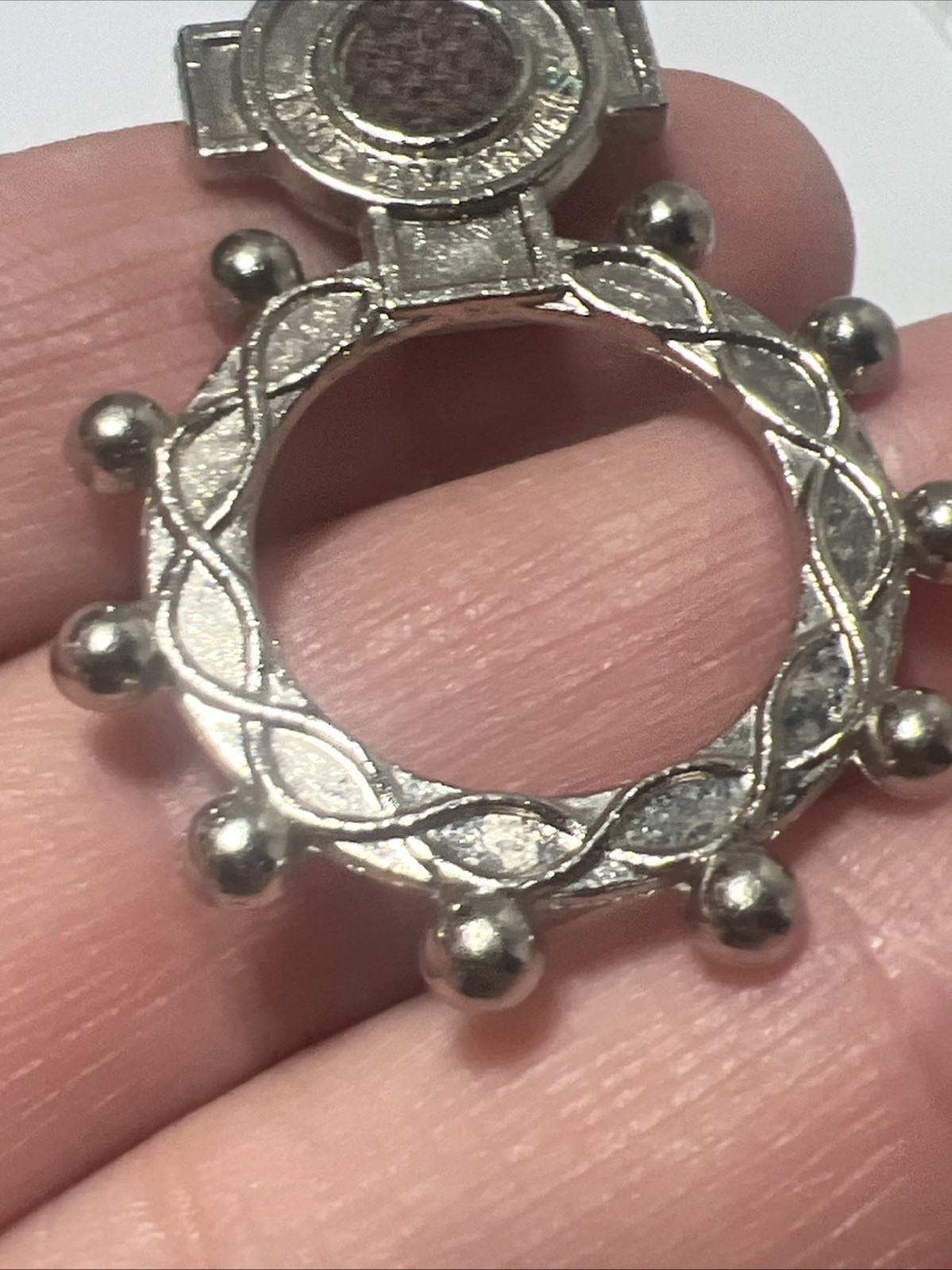 Genuine EX Indumentis San Padre Pio Rosary Ring Medal Emblem **Made in Italy**