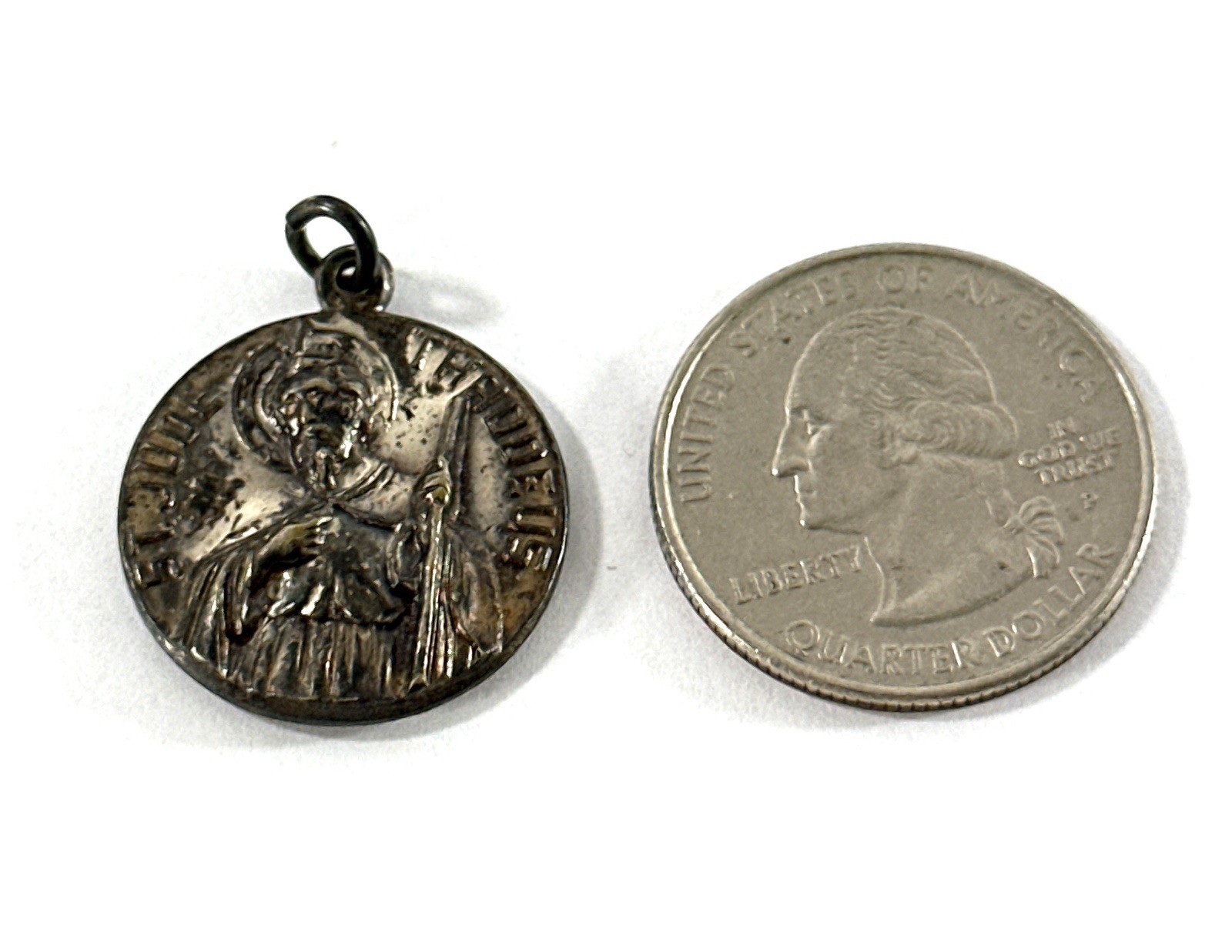 Vintage St. Jude Thaddeus Catholic Devotional Medal Pendant Madonna Child