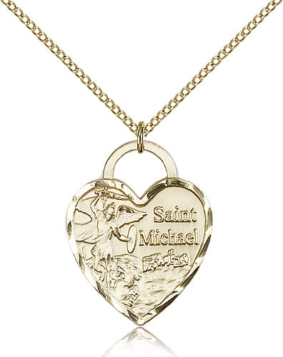 Saint Michael The Archangel Medal For Women – Gold Filled Necklace On 18 Cha…