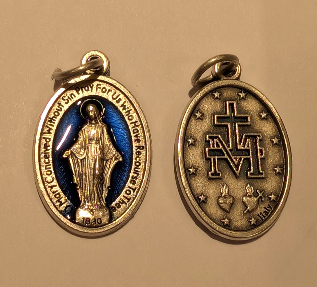 Catholic Blue Enameled Miraculous Medal – Made in Italy