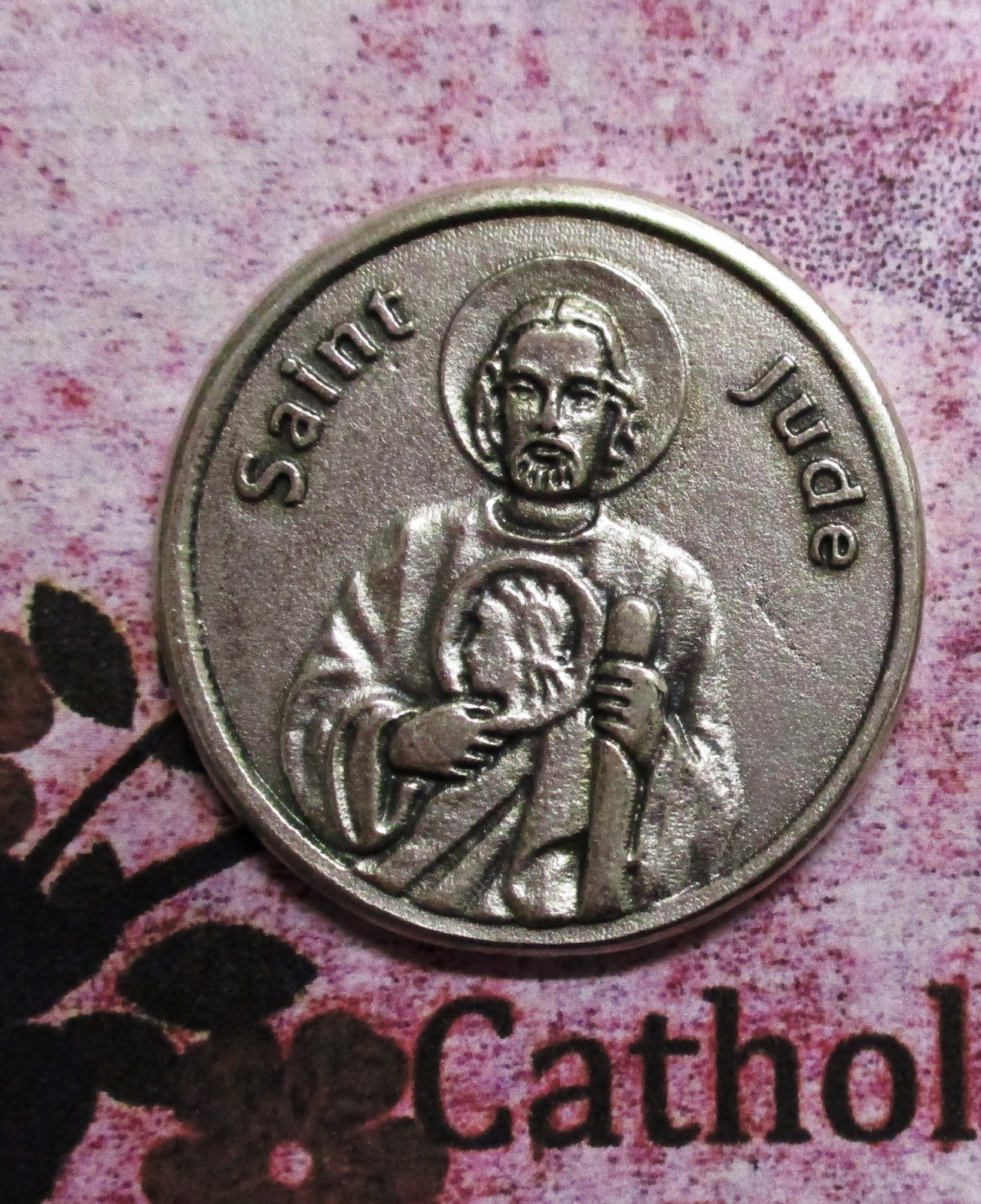 Saint St. Jude with Prayer- V2 – Silver tone Pocket Coin