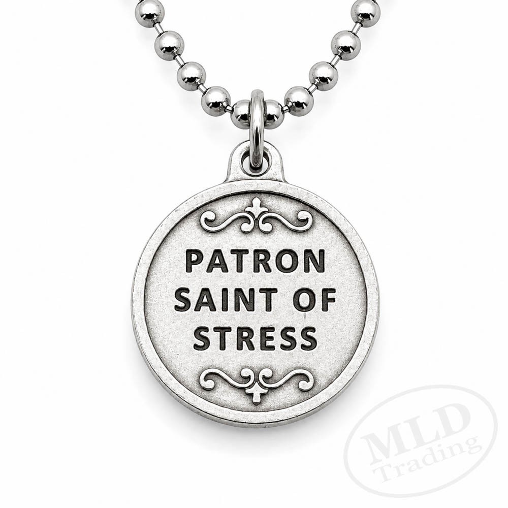 Saint St Dymphna Medal Pendant Necklace Made in Italy Patron of Stress & Anxiety