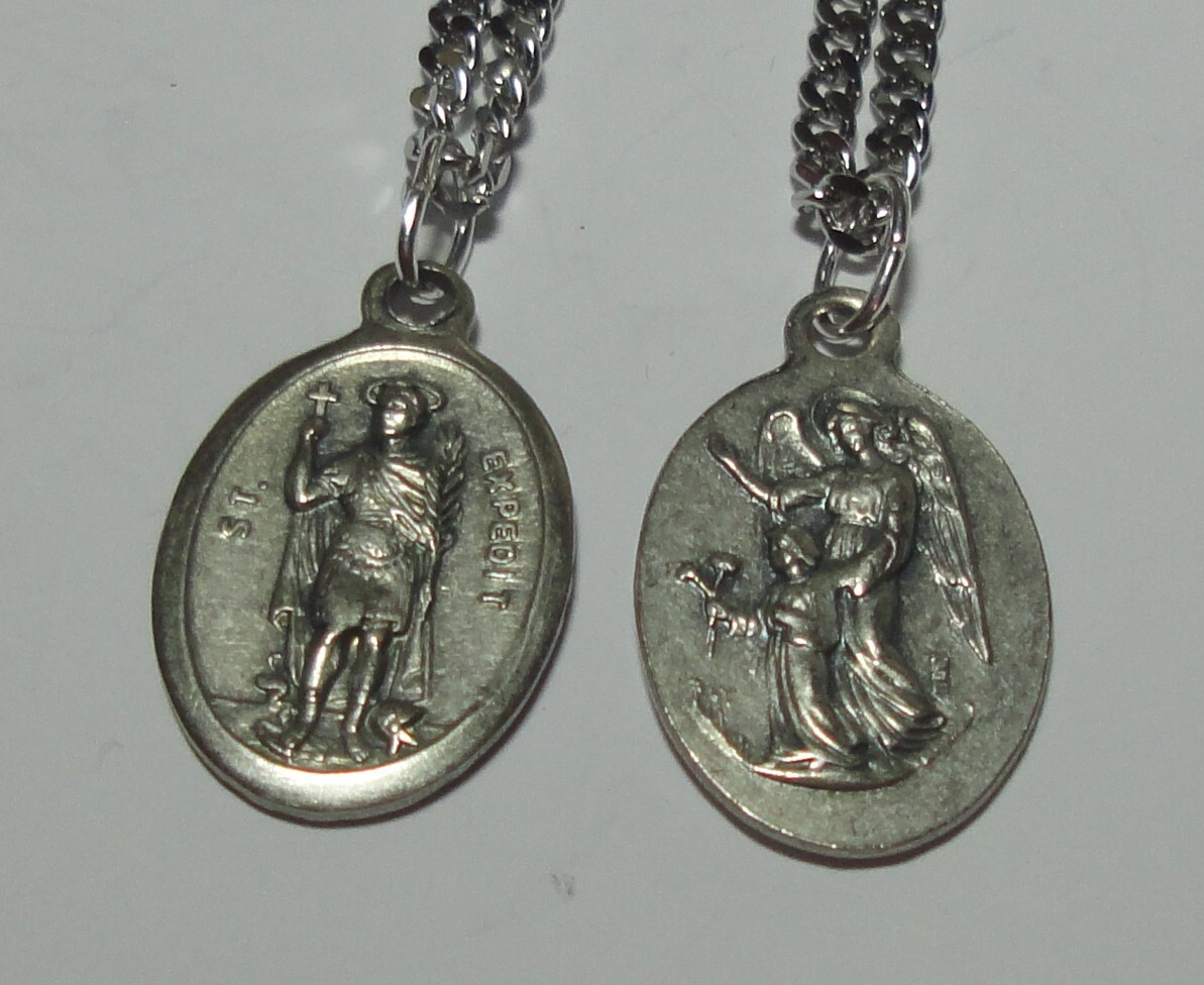 St Expeditis & Guardian Angel Holy Medal on 24″ Chain – Military Supply Officers
