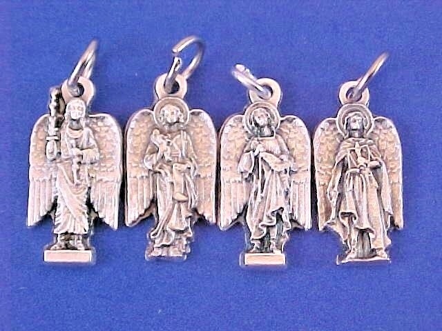 Lot 4 Archangel St Medals Michael Uriel Gabriel Raphael Silver Metal Saint Italy