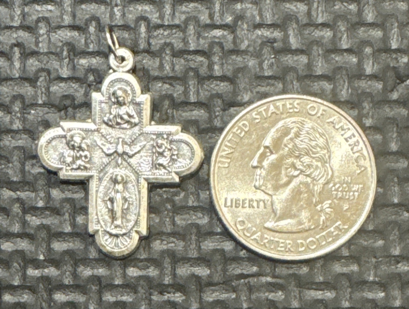 Vintage 4 Way Medal New Catholic Scapular,miraculous Medal 1″ Never Used ITALY
