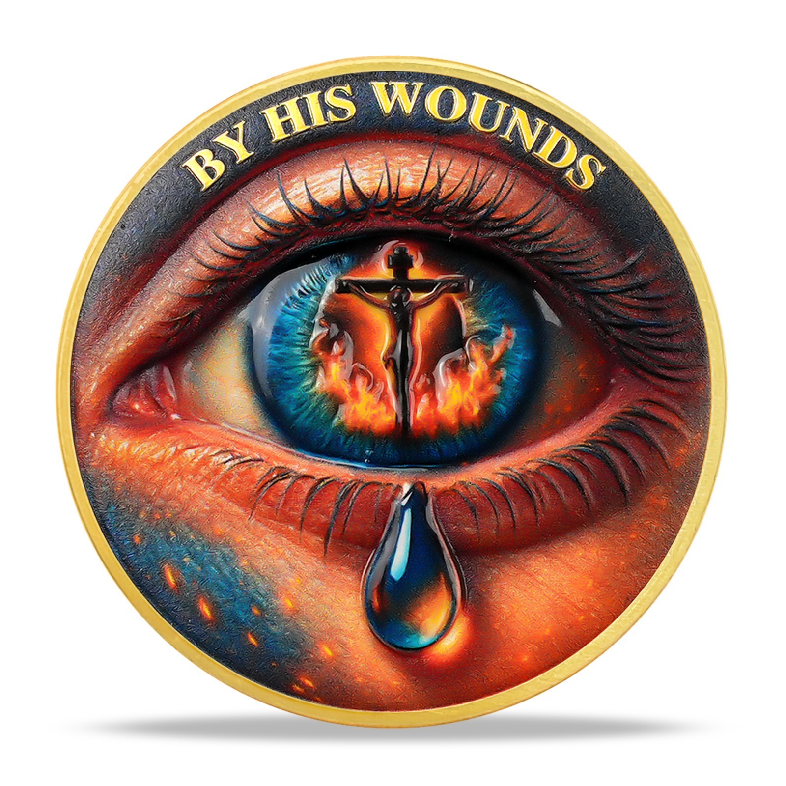 5pcs Christian Faith Challenge Coin Isaiah 53:5 Bible Verses Inspirational Token