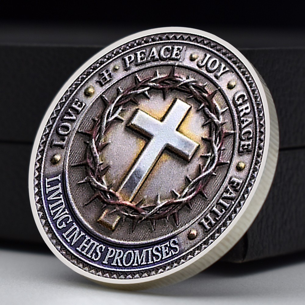 Jesus Cross Christian Challenge Coin John 1:9 Faith Prayer Collectible Medal