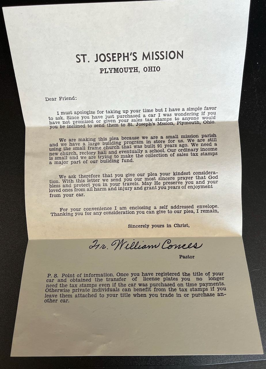 Vintage St. Christopher Medal w/ 1950s St. Joseph’s Mission Letter & Envelope