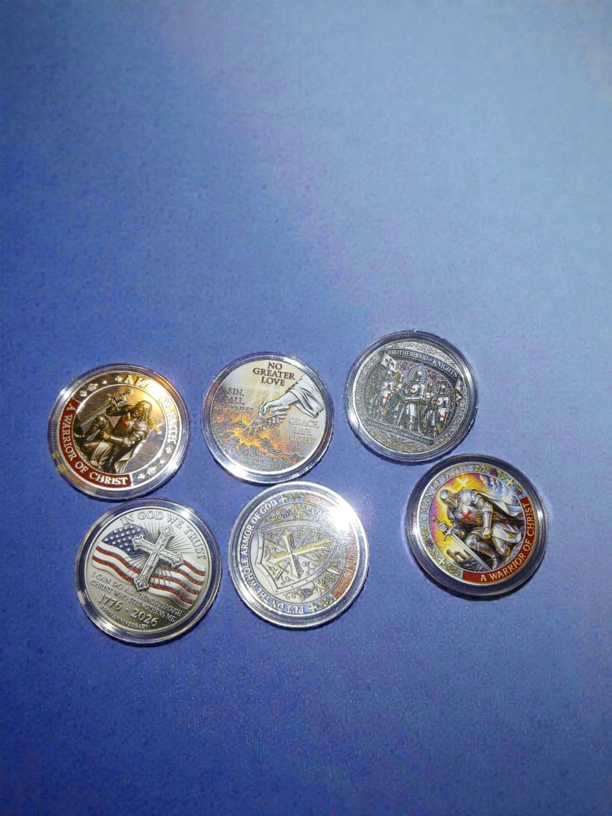 3 Of 6 Collectible Metal Coins Christian Love Night Christ United States And God