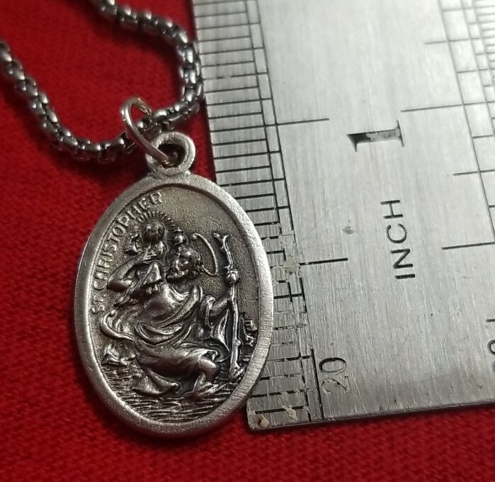 St Saint Christopher Medal Pendant Necklace Stainless Steel from ITALY