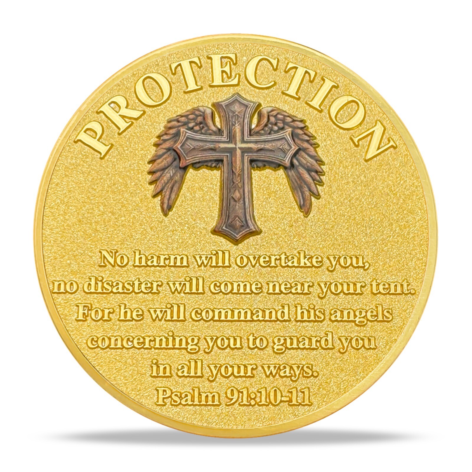 10pcs St Michael Archangel Prayer Coin Shield of Faith Psalm 91:10-11 Verse Coin