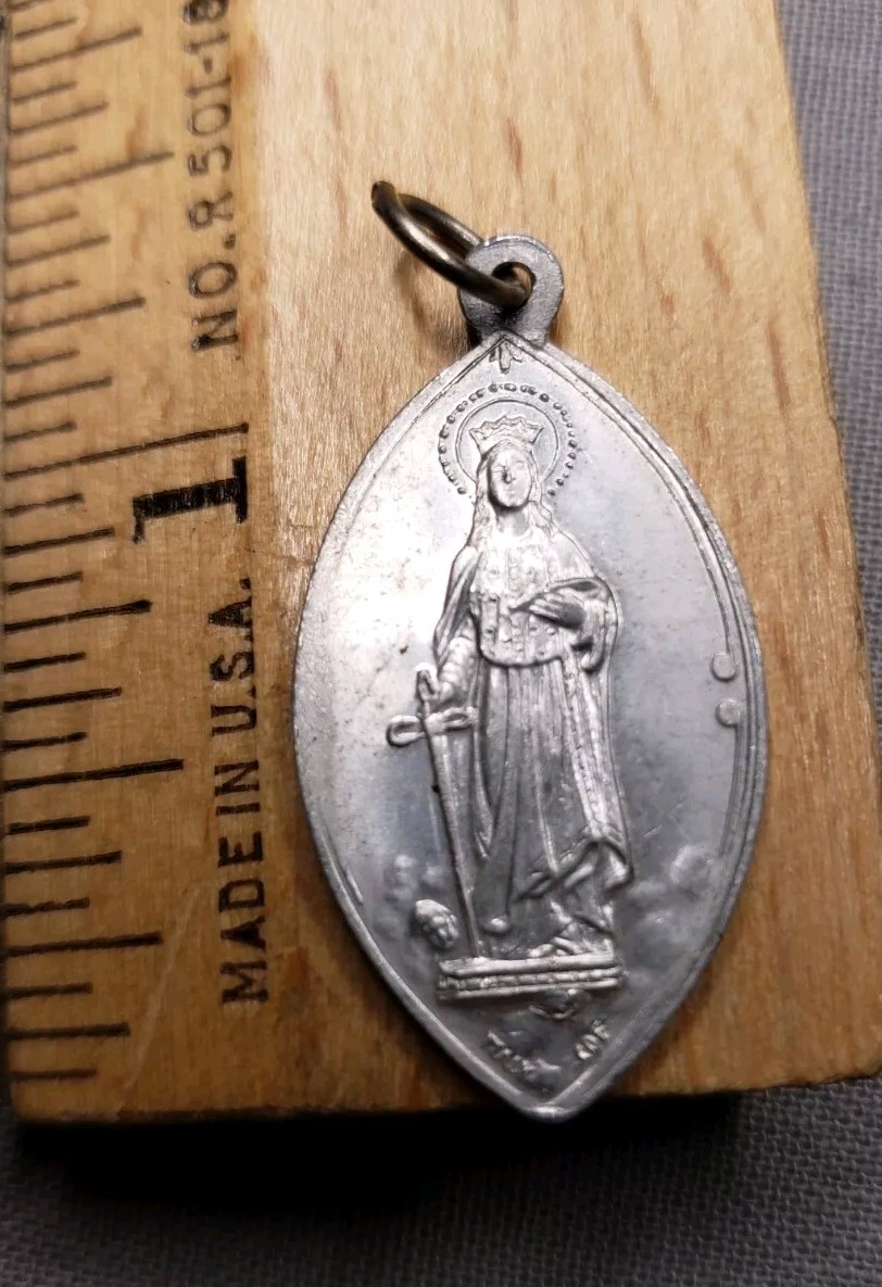 Vintage Pendant Medal Saint Dymphna Christian A36