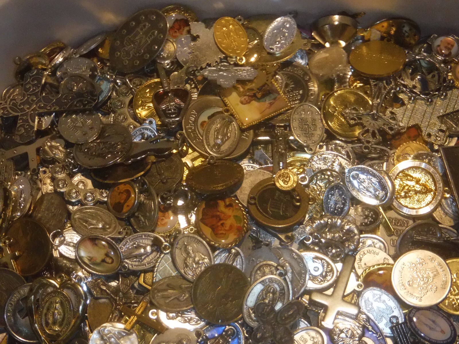 Catholic Medals Lot 1/2 lb, 1/2 Pound Saints, Crucifix, Pendants
