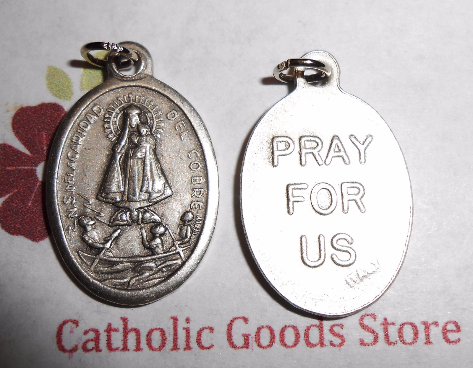 Our Lady of Charity – Caridad De Cobre – Italian Silver tone OX 1 inch Medal