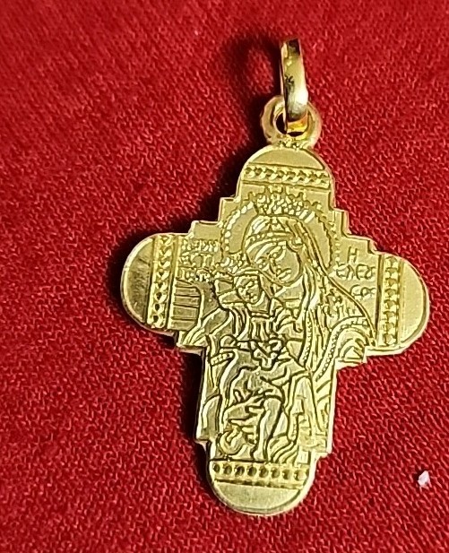 VINTAGE GREECE, RUSSIAN ORTHODOX GOLD PLATED CROSS E 10
