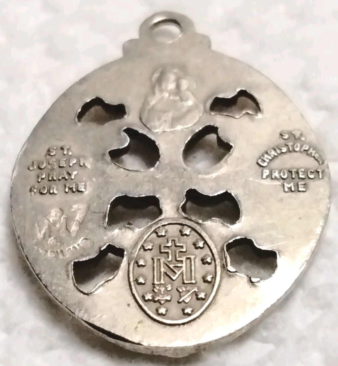 Sterling Silver Saint Joseph Saint Christopher 4 Way Cross Religious Medal