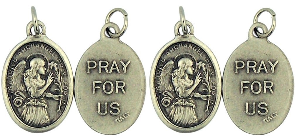 Saint Gabriel the Archangel Silver Tone Catholic Saint Medal, Lot of 4, 1 Inch